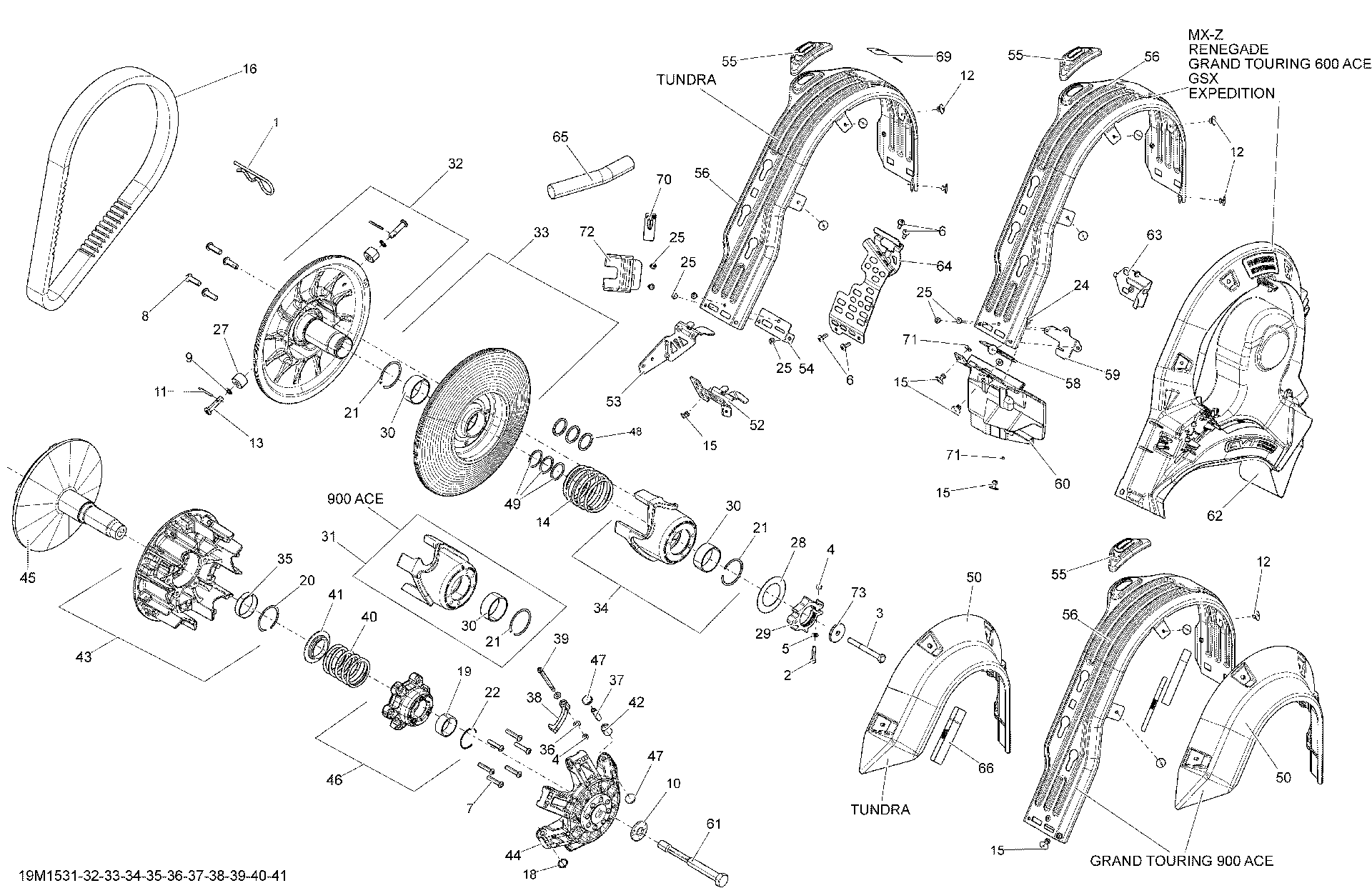 Fits 2015 Ski-Doo GSX LE 900ACE XS120 CAM ASM, OEM Part # 417127475 - schematic diagram