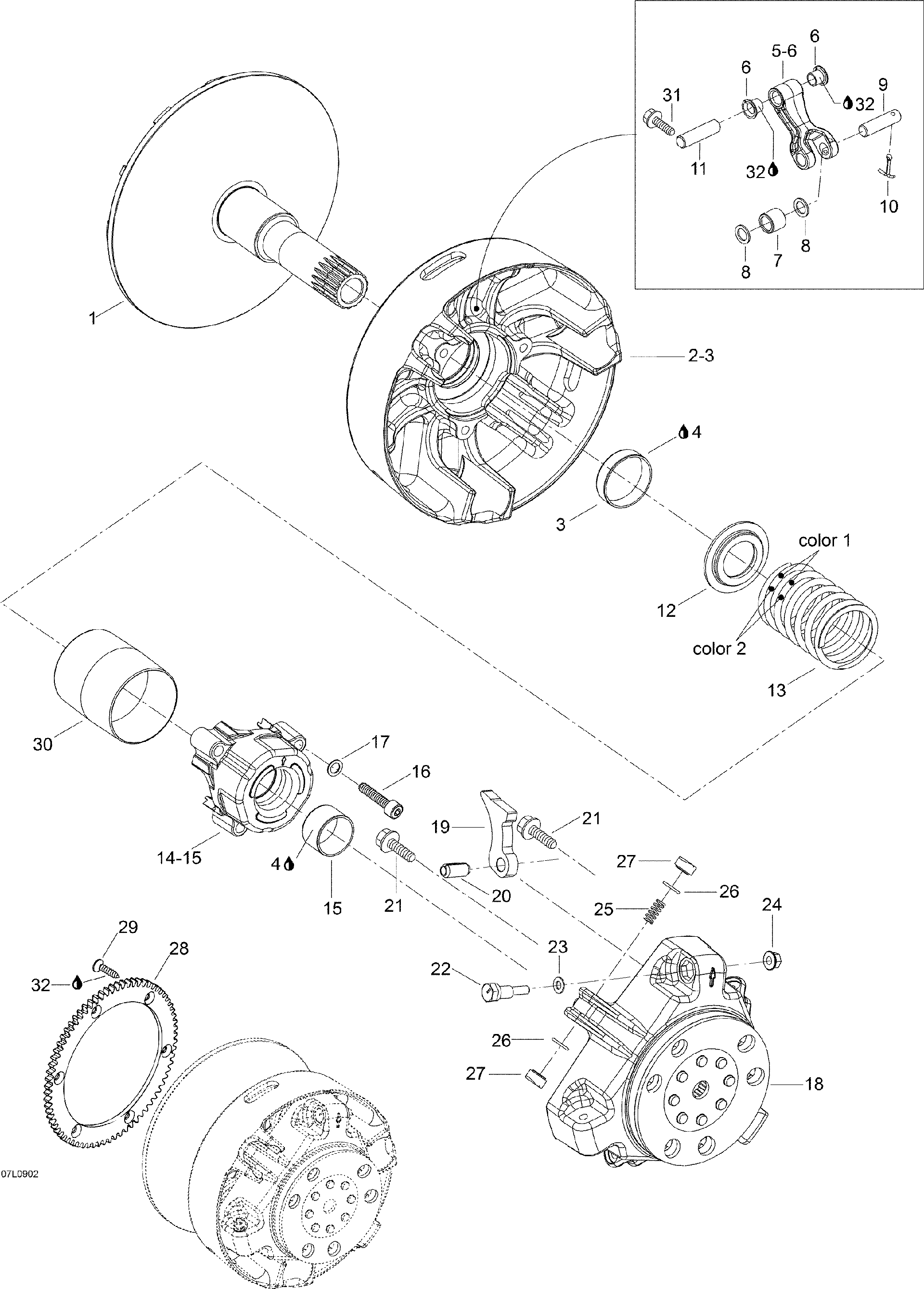 Fits 2008-2009 Ski-Doo Expedition TUV 600 H.O. SDI / GTX LTD 600 HO SDI RAMP 410, OEM Part # 417222596 - schematic diagram