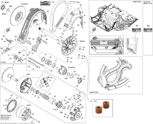 Fits 2008, 2009, 2011 Ski-Doo MX Z TNT 800R PTEK / Renegade ADRENALINE 800R PTEK Drive Pulley BOLT, OEM Part # 417300296 - schematic diagram