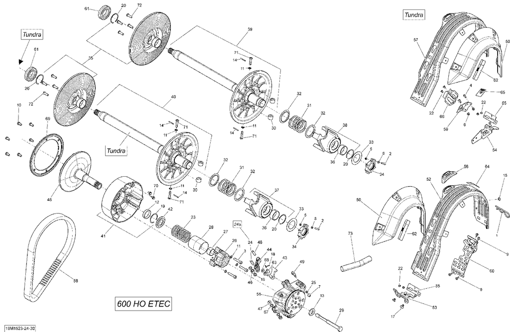 Fits 2009-2015 Ski-Doo Grand Touring LE 600HOETEC XR137 Front BELT Guard Bracket, OEM Part # 417300360 - schematic diagram