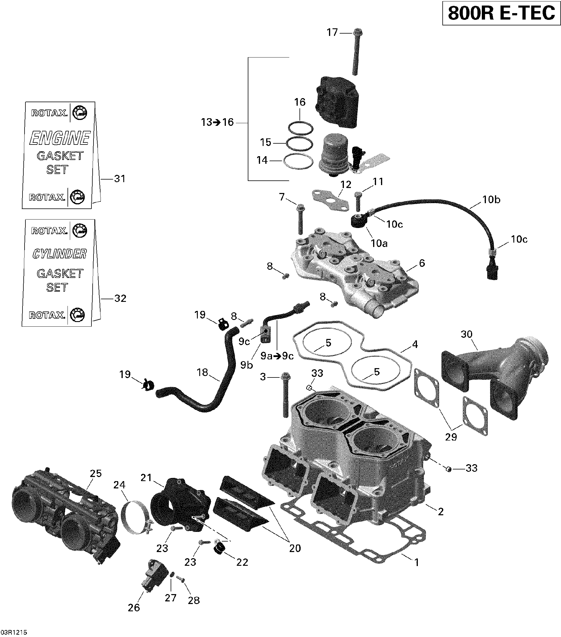 Fits 2011-2012 Ski-Doo Freeride 137 & 146 & 154 800RETEC XP Double Gasket 1.1 MM, OEM Part # 420430086 - schematic diagram