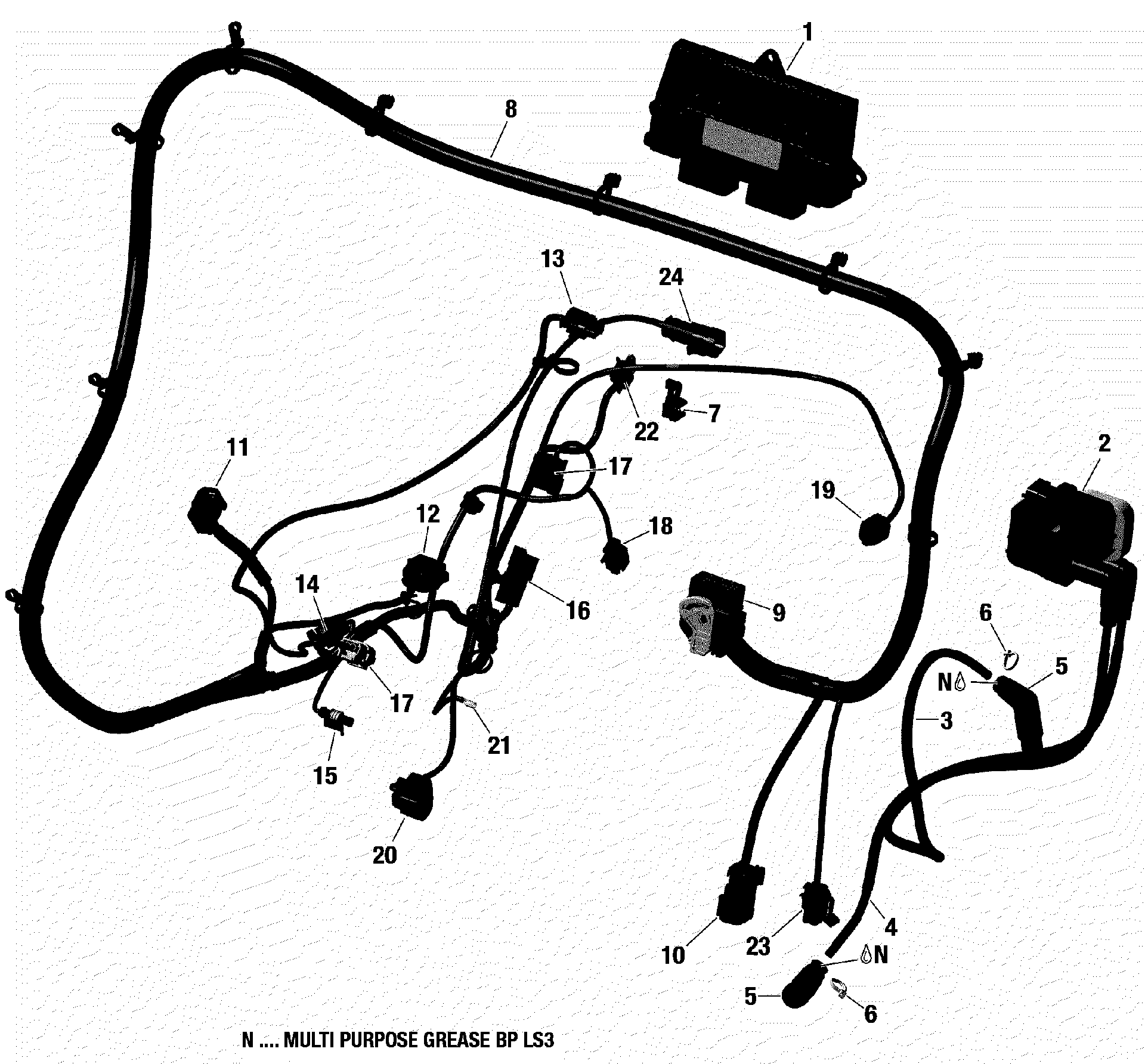 Fits 2019 Can-Am 001 - Maverick Sport - BASE - International Engine Wiring Harness, OEM Part # 420464304 - schematic diagram