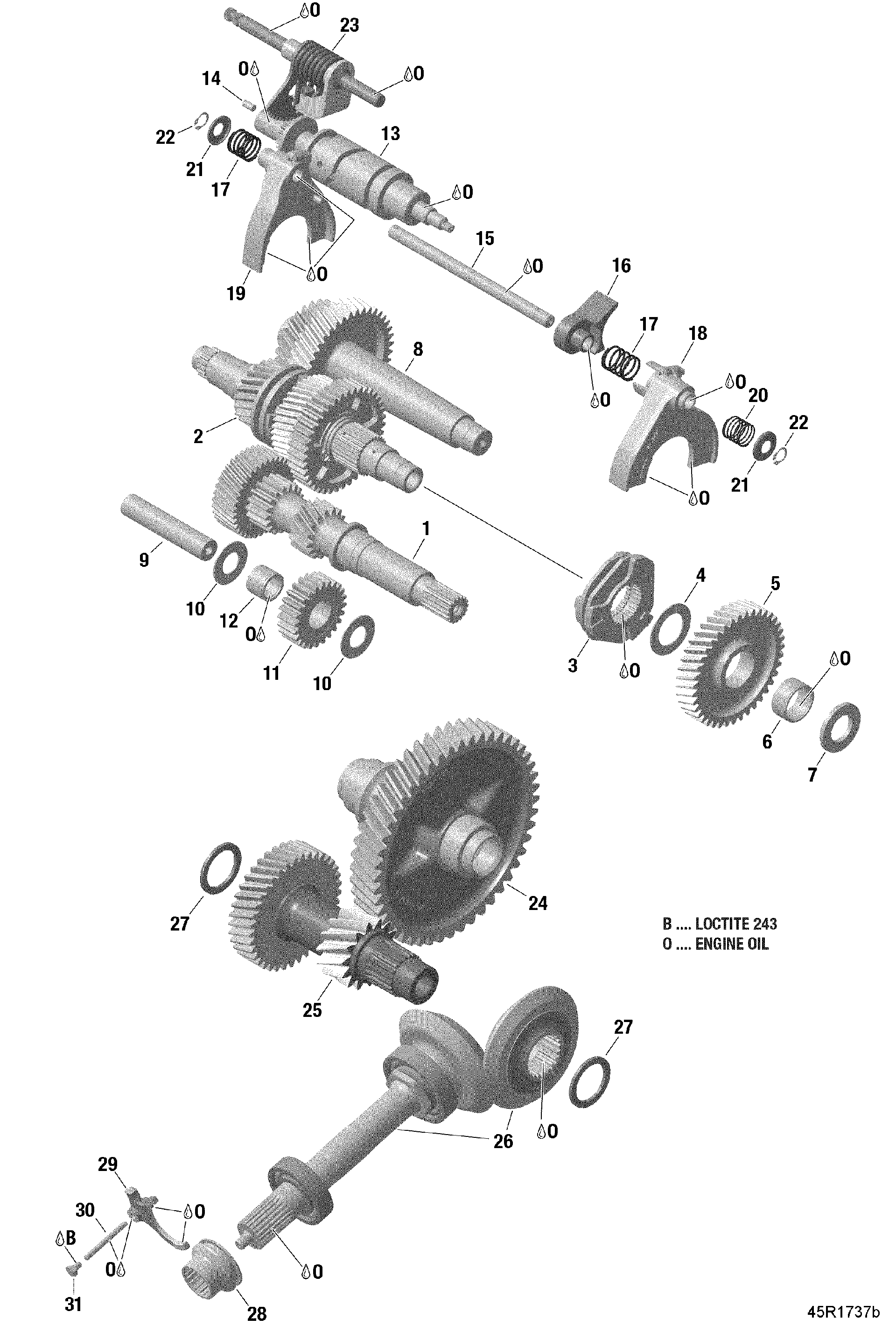 Fits 2019 Can-Am 001 - Maverick Sport 1000R - DPS - T1B Series Intermediate GEAR Shaft, OEM Part # 420637544 - schematic diagram