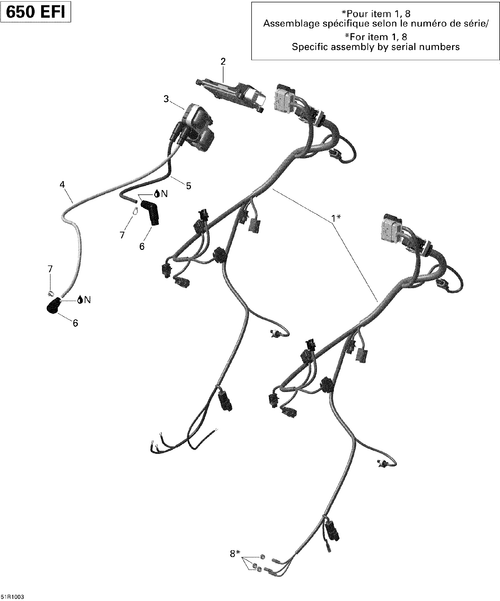 Fits 2010 Can-Am Outlander 650 EFI / Outlander Max 650 EFI Engine Wiring Harness, OEM Part # 420665904 - schematic diagram