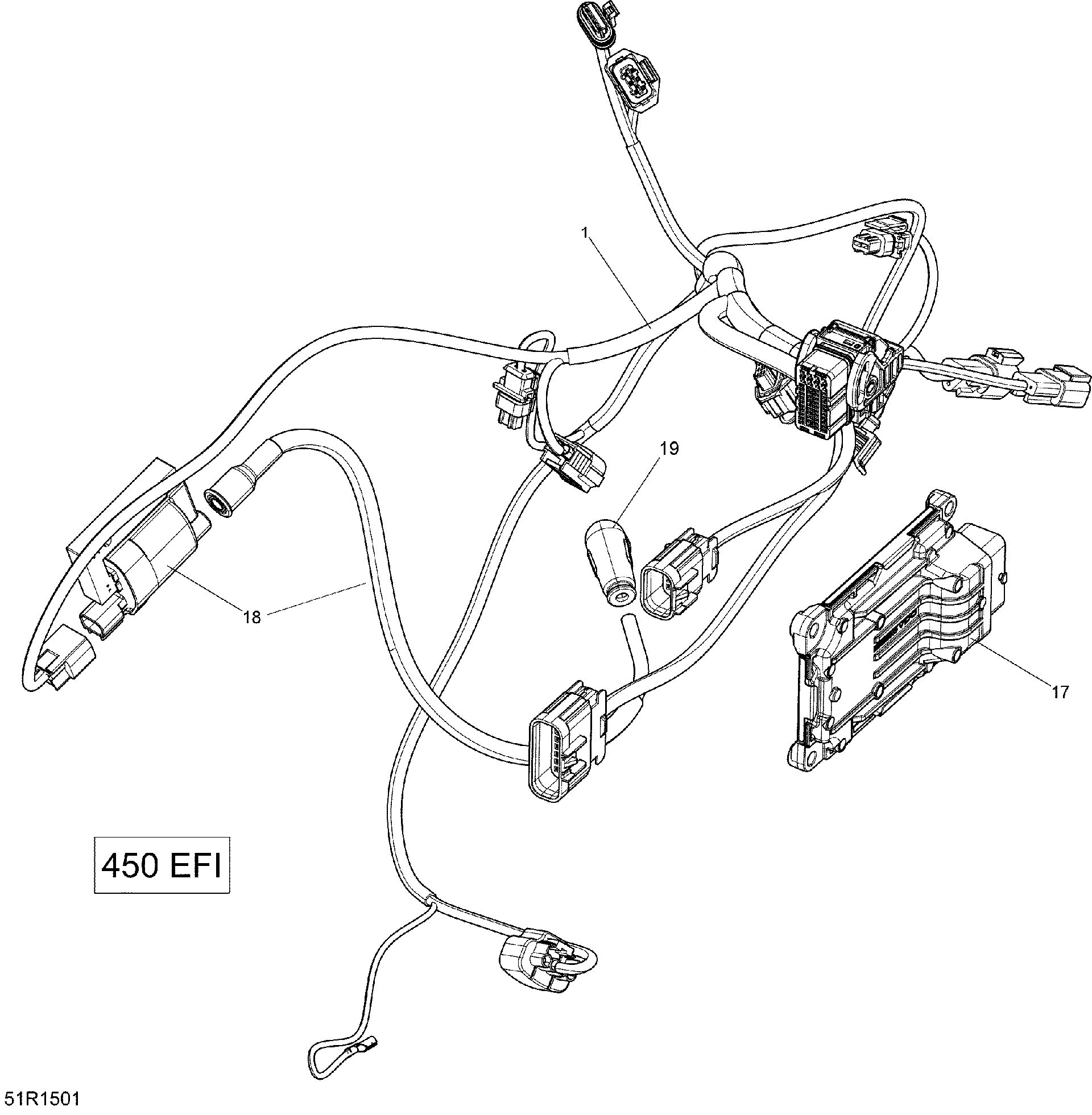 Fits 2015 Can-Am Outlander L 450 EFI / Outlander L MAX 450 EFI Ecm, Engine Control Module, OEM Part # 420666739 - schematic diagram