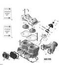 Fits 2010-2015 Ski-Doo MXZ X-RS 600HOE XS RS / MXZ X 600RS XS RS Exhaust Manifold, OEM Part # 420673422 - schematic diagram