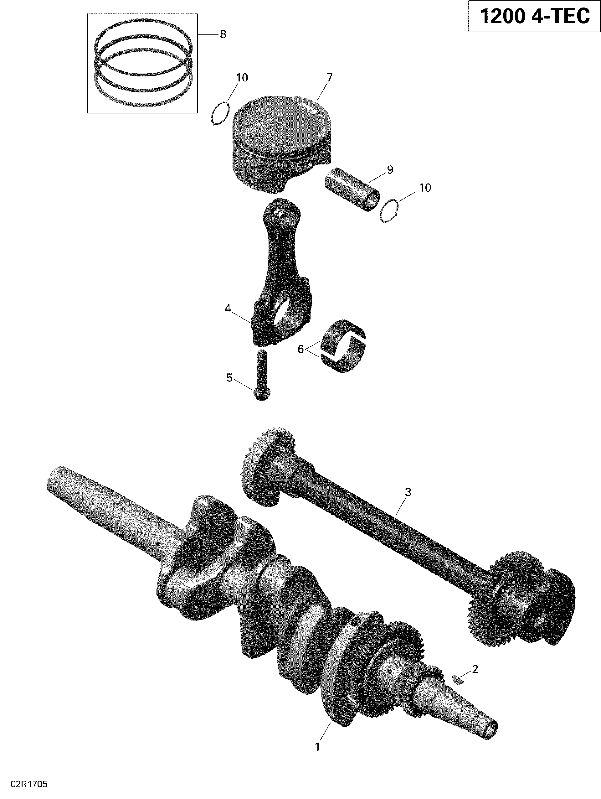 Fits 2012-2019 Ski-Doo 007 - EXPEDITION LE-SE 4-TEC / 4- GRAND TOURING 4-TEC Crankshaft ASM, OEM Part # 420819796 - schematic diagram