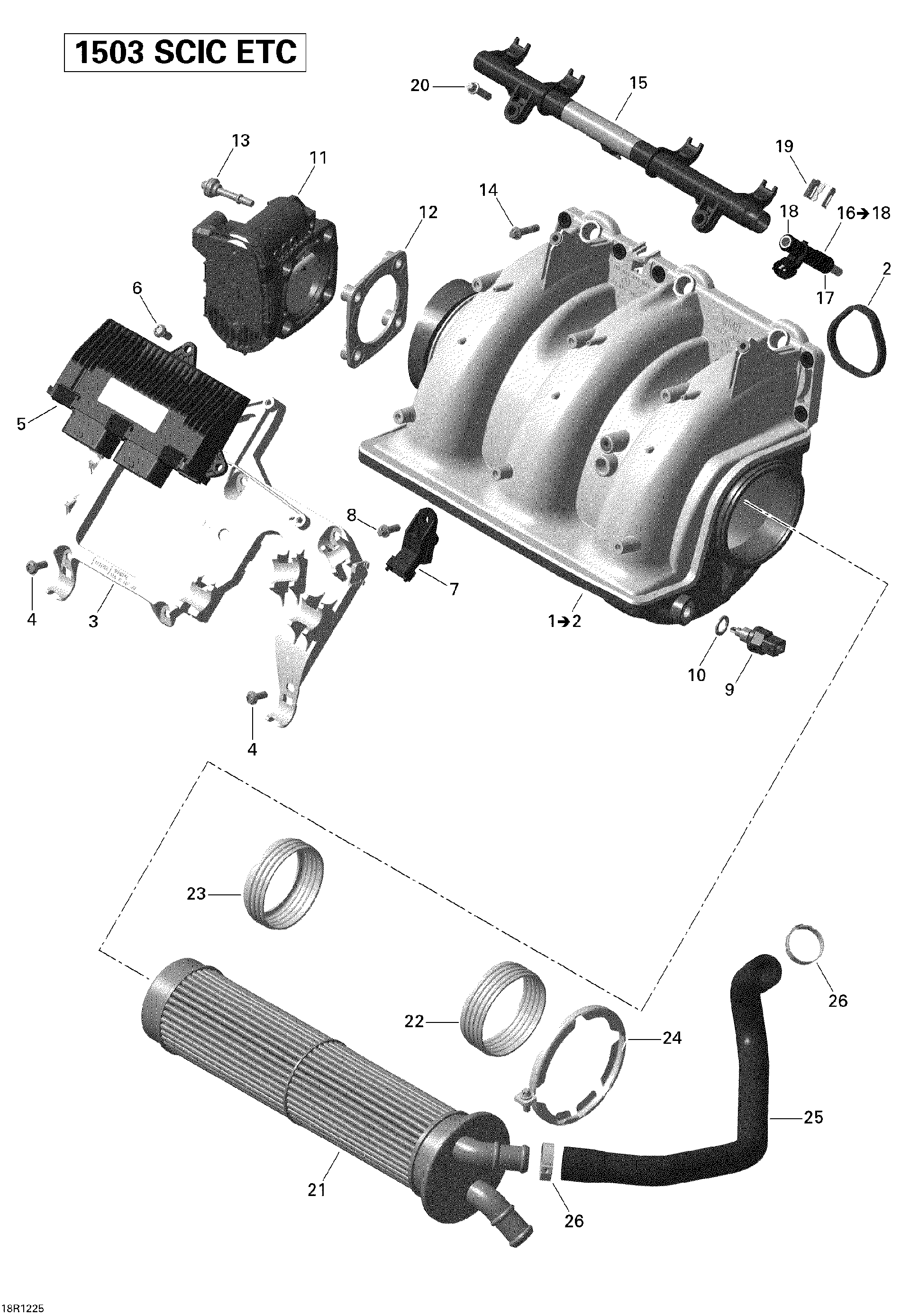 Fits 2012 Sea-Doo 180 Challenger & Challenger SE 215 Formed HOSE, OEM Part # 420822174 - schematic diagram