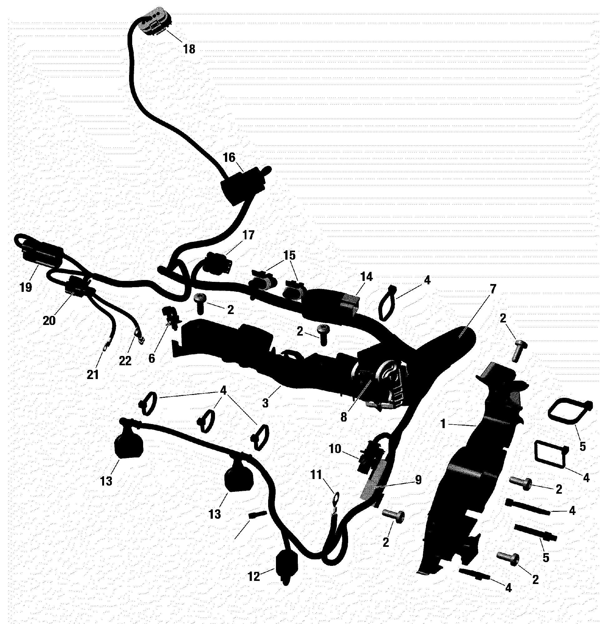 Fits 2018 Ski-Doo 1- MXZ 600RS - Racing Wiring Harness ASM., OEM Part # 420864443 - schematic diagram