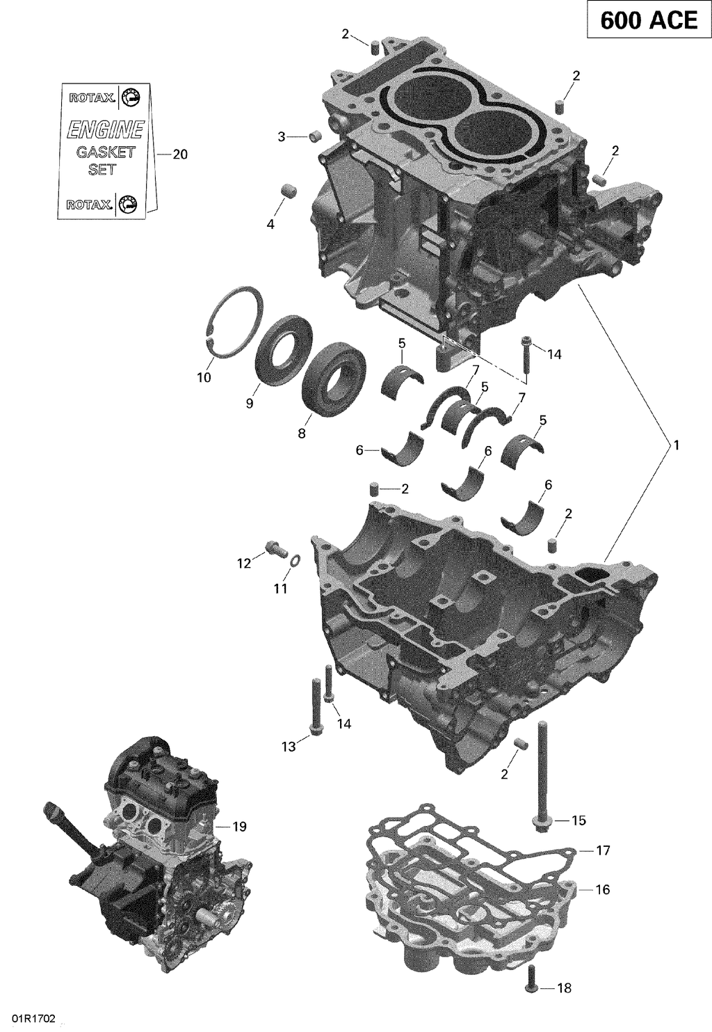 Fits 2013-2019 Ski-Doo 002 - EXPEDITION SPORT 600 ACE / 002 - GRAND TOURING 600 ACE OIL SUMP Cover, OEM Part # 420911122 - schematic diagram