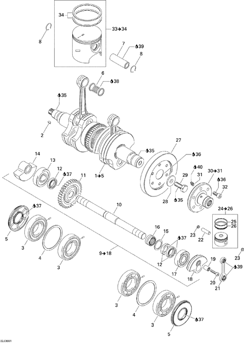 Fits 2004-2006 Sea-Doo Sportster LE DI Conrod Assy, OEM Part # 420917505 - schematic diagram