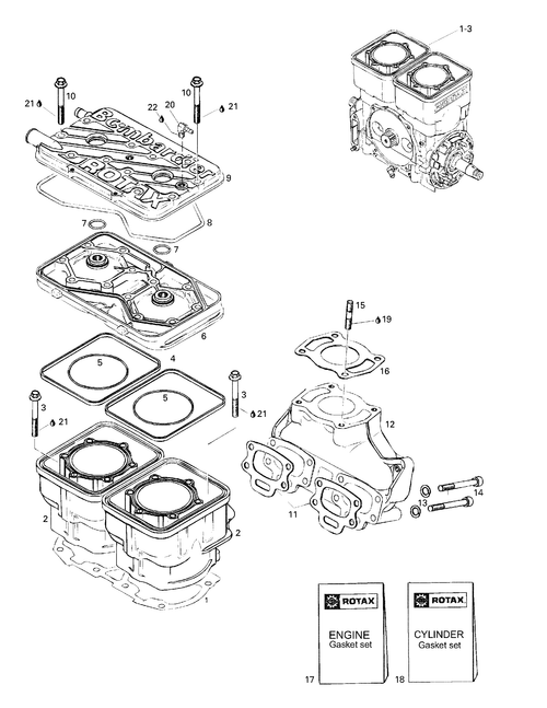 Fits 1997 Sea-Doo Explorer HEAD Cylinder Silver, OEM Part # 420923252 - schematic diagram
