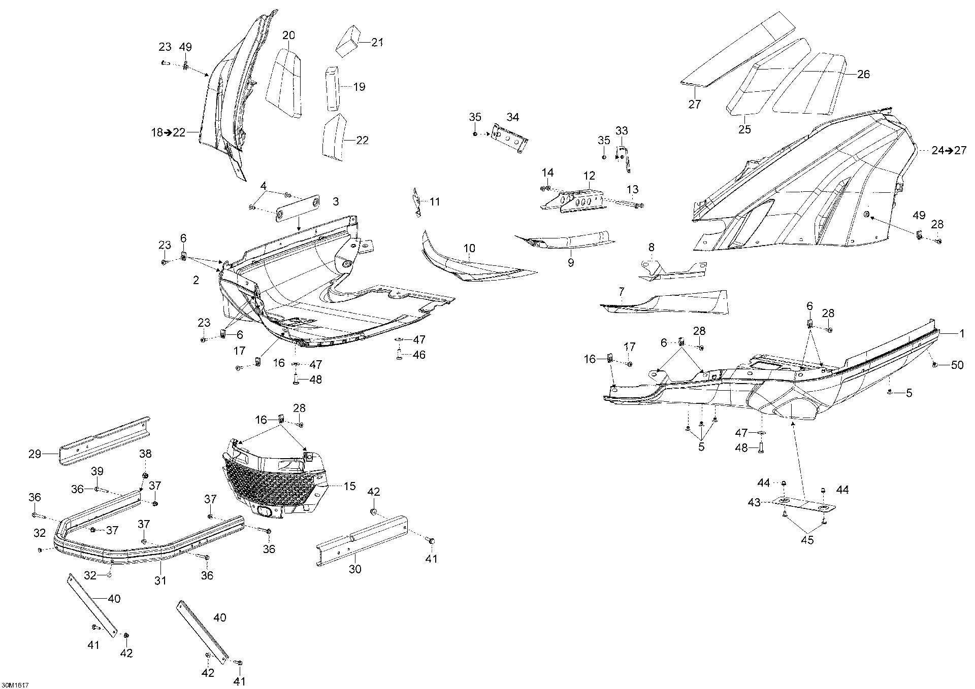 Fits 2016 Ski-Doo SKANDIC - 2-STROKE / SKANDIC - 4-STROKE Support, OEM Part # 502007635 - schematic diagram