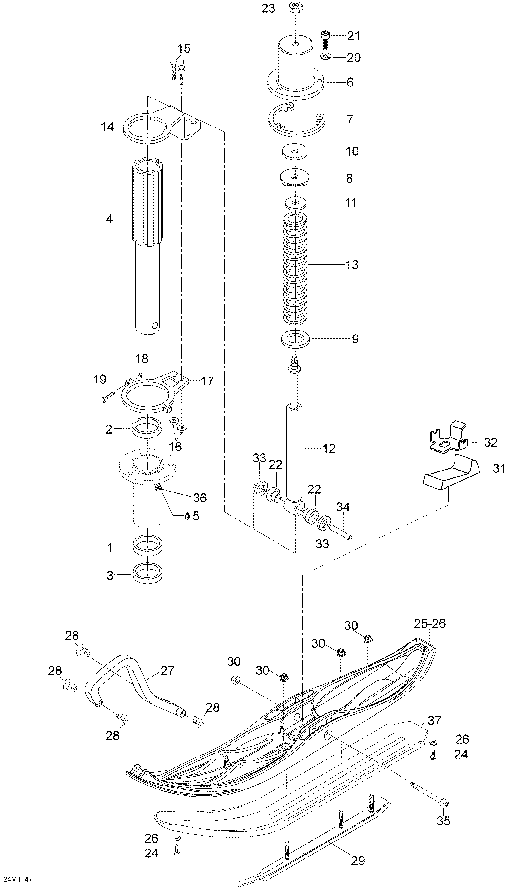 Schematic diagram for Fits 2008-2012 Ski-Doo Skandic SWT V800 YetiII / Skandic WT 550F YetiII Spacer, OEM Part # 503145600