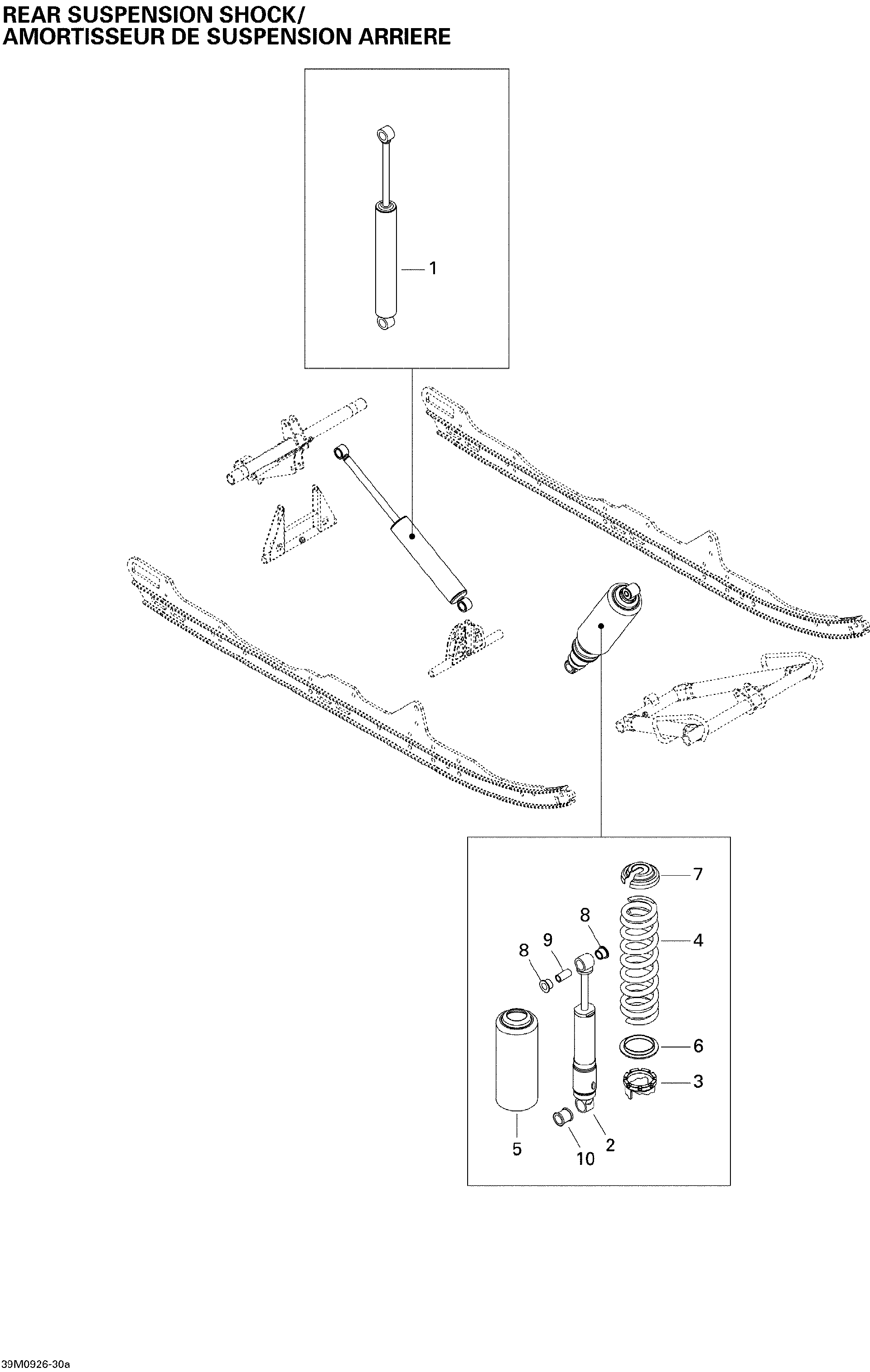 Fits Ski-Doo Center Shock, OEM Part # 503190664