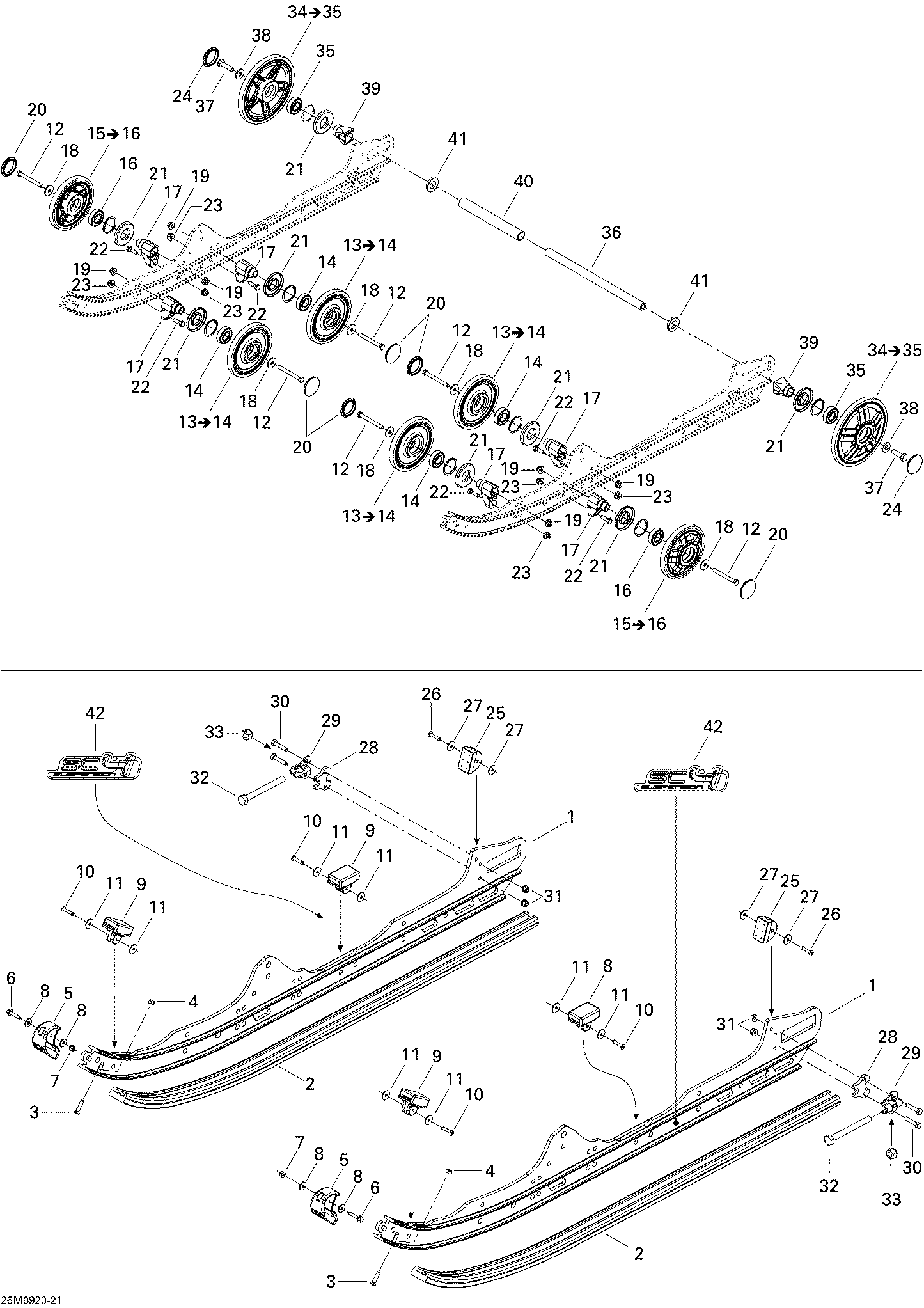 Fits Ski-Doo Runner 121", OEM Part # 503191224