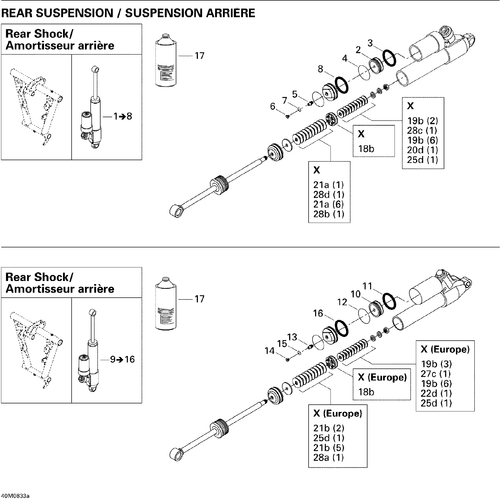 Fits Ski-Doo REAR Shock, OEM Part # 503191585