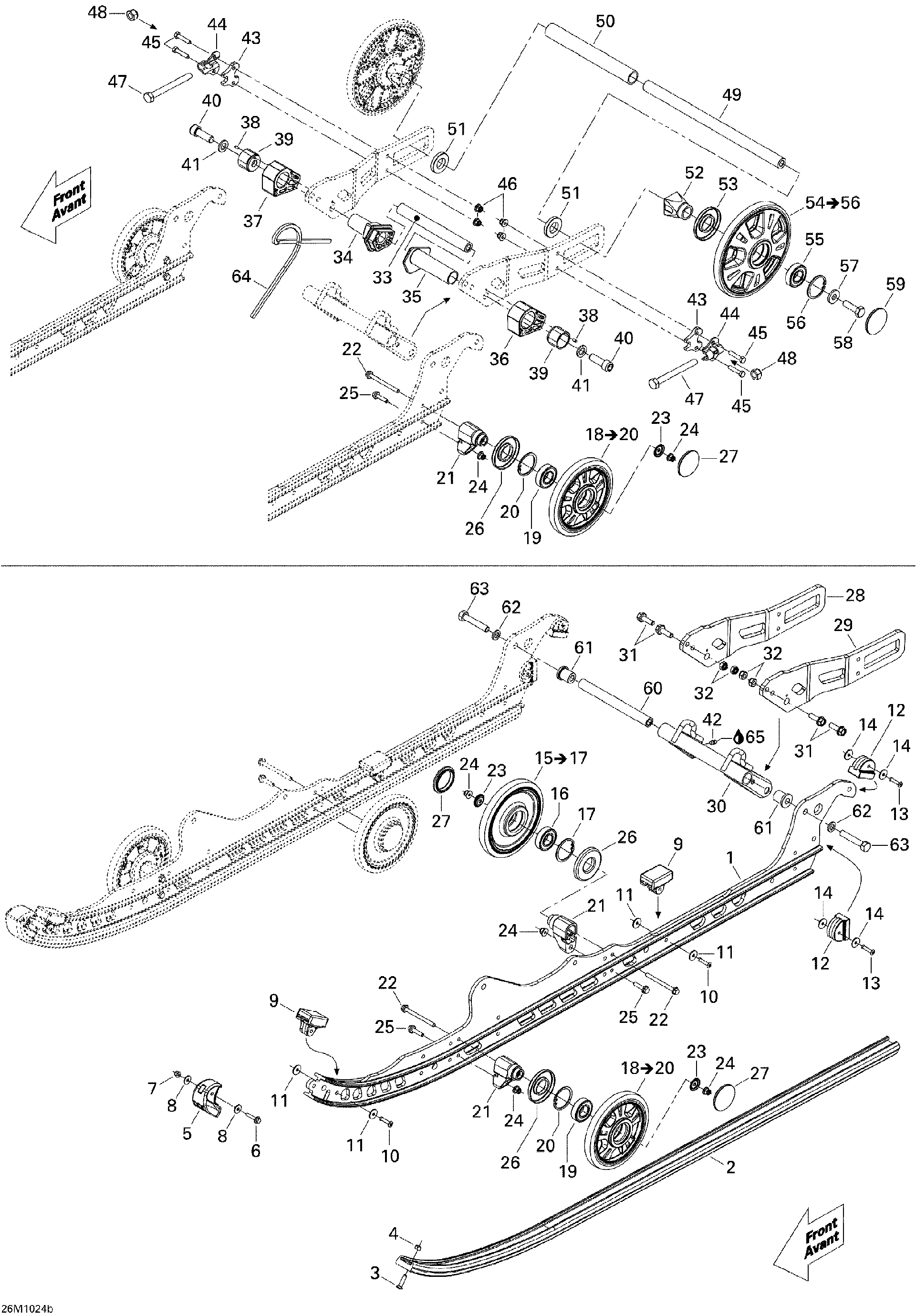 Fits Ski-Doo Pivot, OEM Part # 503191598