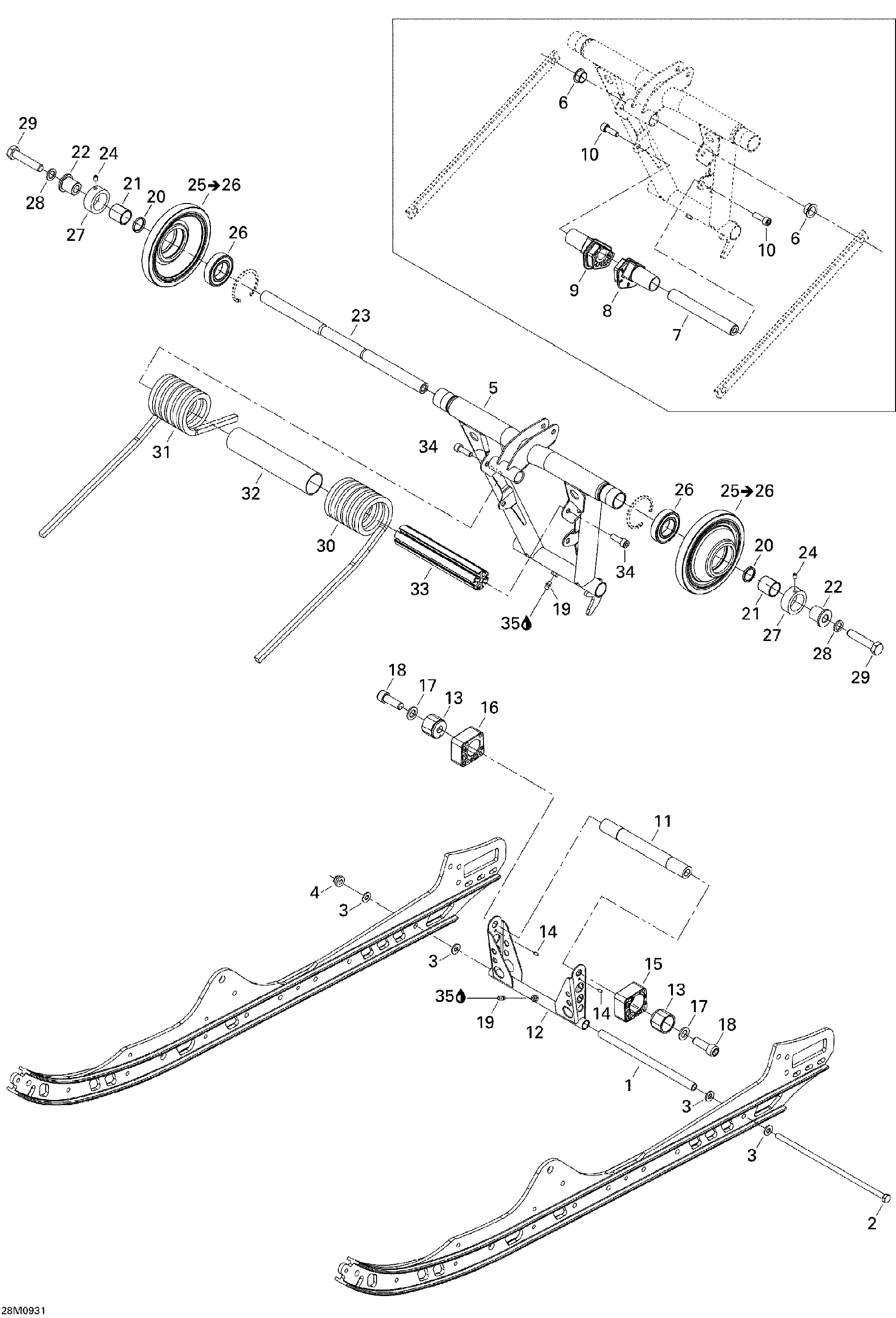 Fits Ski-Doo Block Guide, OEM Part # 503192041