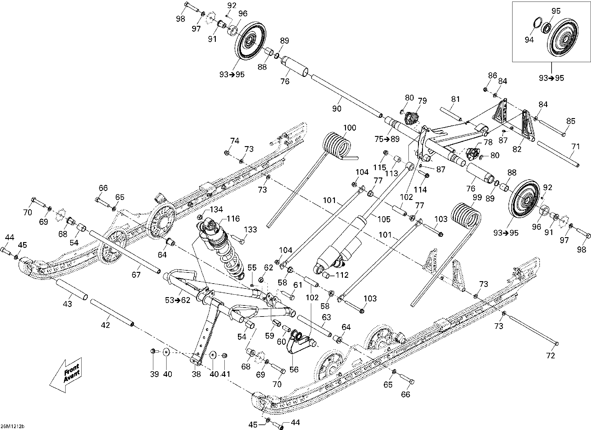 Schematic diagram for Fits 2012 Ski-Doo Freeride 154 800R E-TEC (Racing) Front Arm Ass'y, OEM Part # 503192935