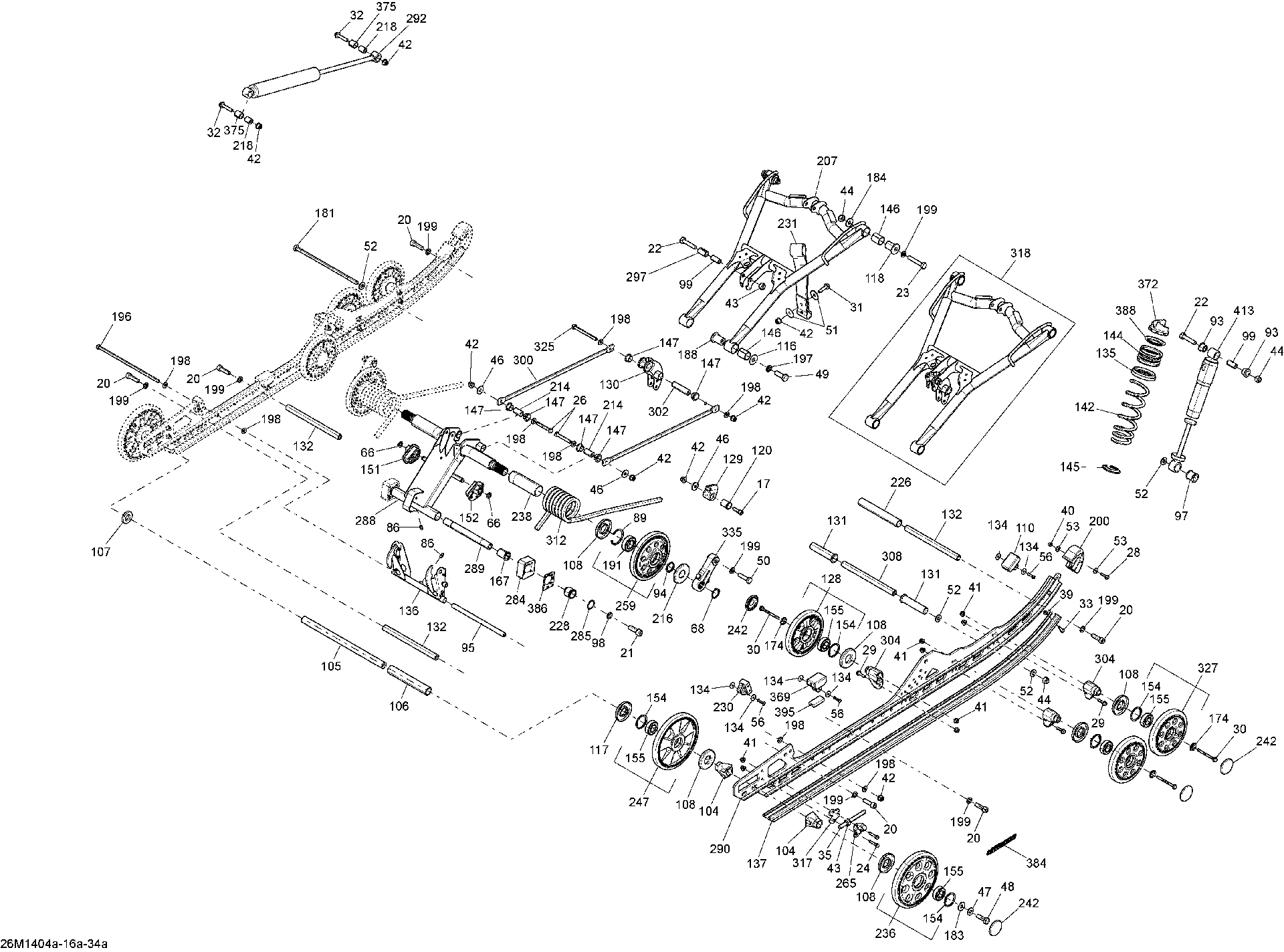 Schematic diagram for Fits 2014 Ski-Doo RENEGADE ADRENALINE 4TEC XR / RENEGADE ADRENALINE 600HOE XS Rail_Suspension 137 B-190, OEM Part # 503193732