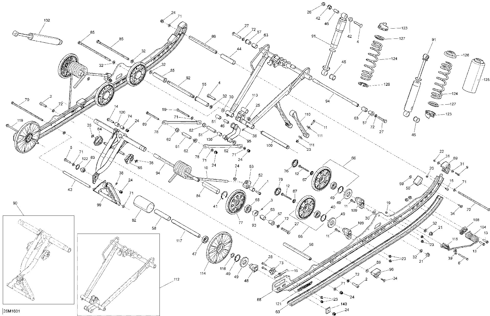 Fits 2015-2016 Ski-Doo SUMMIT 600 CARB / SUMMIT 600HO E-TEC Rail, Suspension 146 B-229, OEM Part # 503193936 - schematic diagram