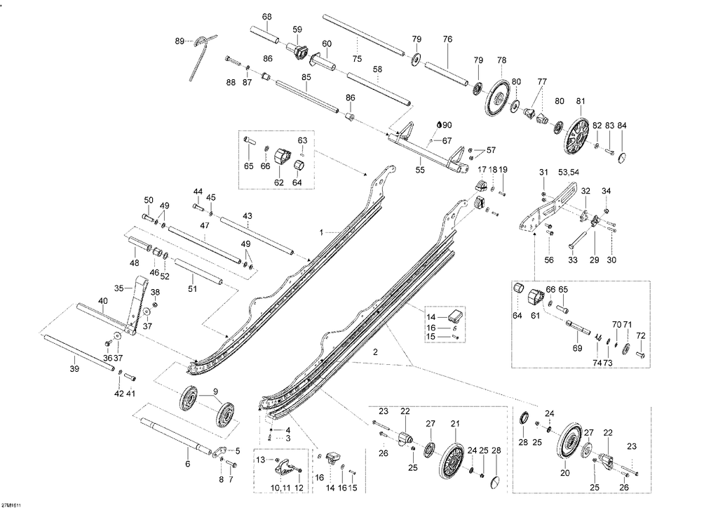 Schematic diagram for Fits 2016 Ski-Doo EXPEDITION - LE-SE 4-STROKE / EXPEDITION - LE-SE-Xtreme 2-STROKE Rail_Suspension 154 B-160, OEM Part # 503194309