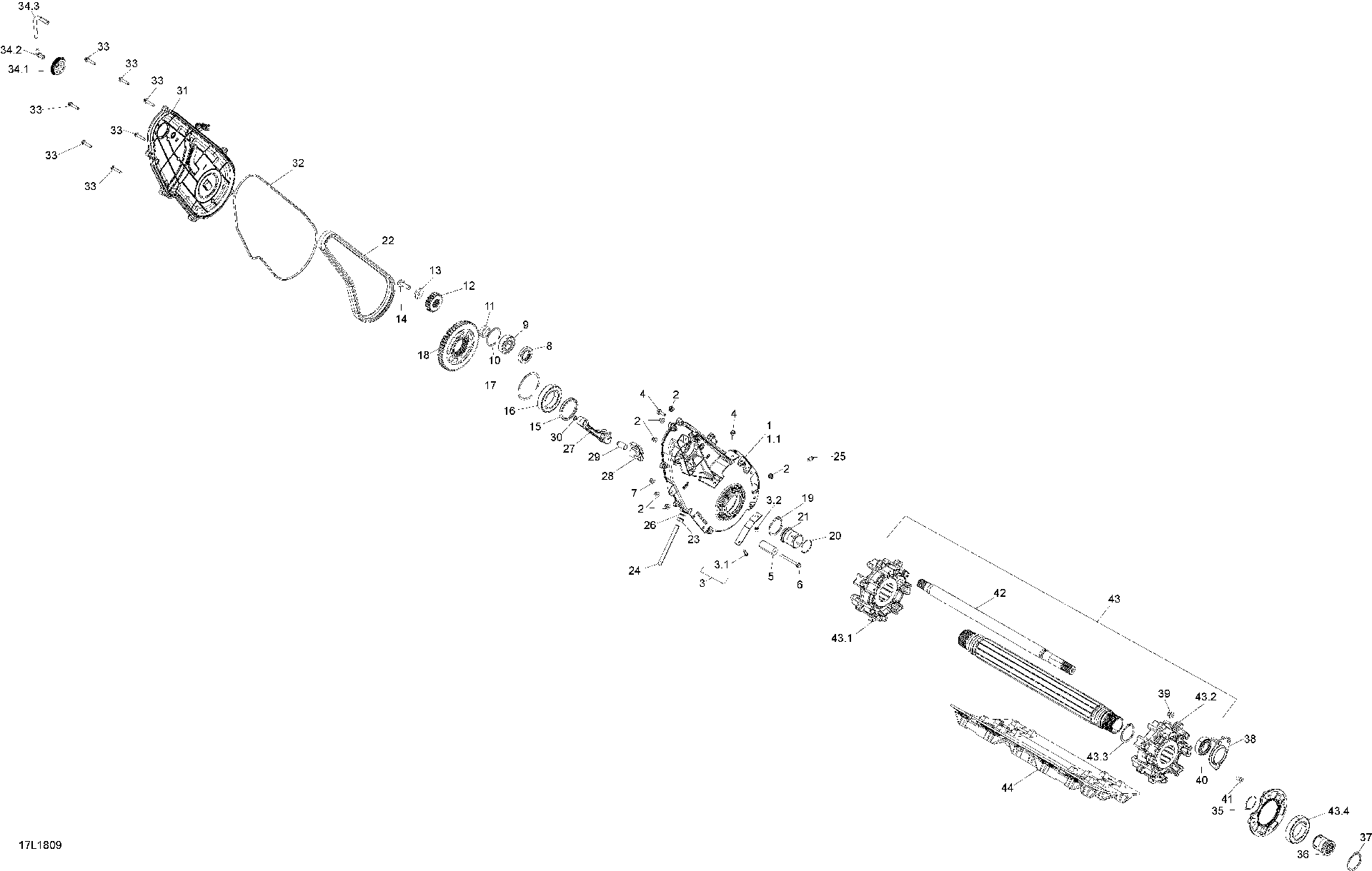 Fits 2014, 2015, 2017, 2018 Ski-Doo 4- TUNDRA WT 550F / TUNDRA - 2-STROKE - WT Europe Counter Shaft, OEM Part # 504153212 - schematic diagram
