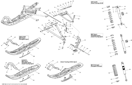 Fits 2008, 2009, 2014, 2015 Ski-Doo Grand Touring LE 900ACE XR137 / GRAND TOURING LE 900 ACE XR Spring, FULL MOON, OEM Part # 505071849 - schematic diagram