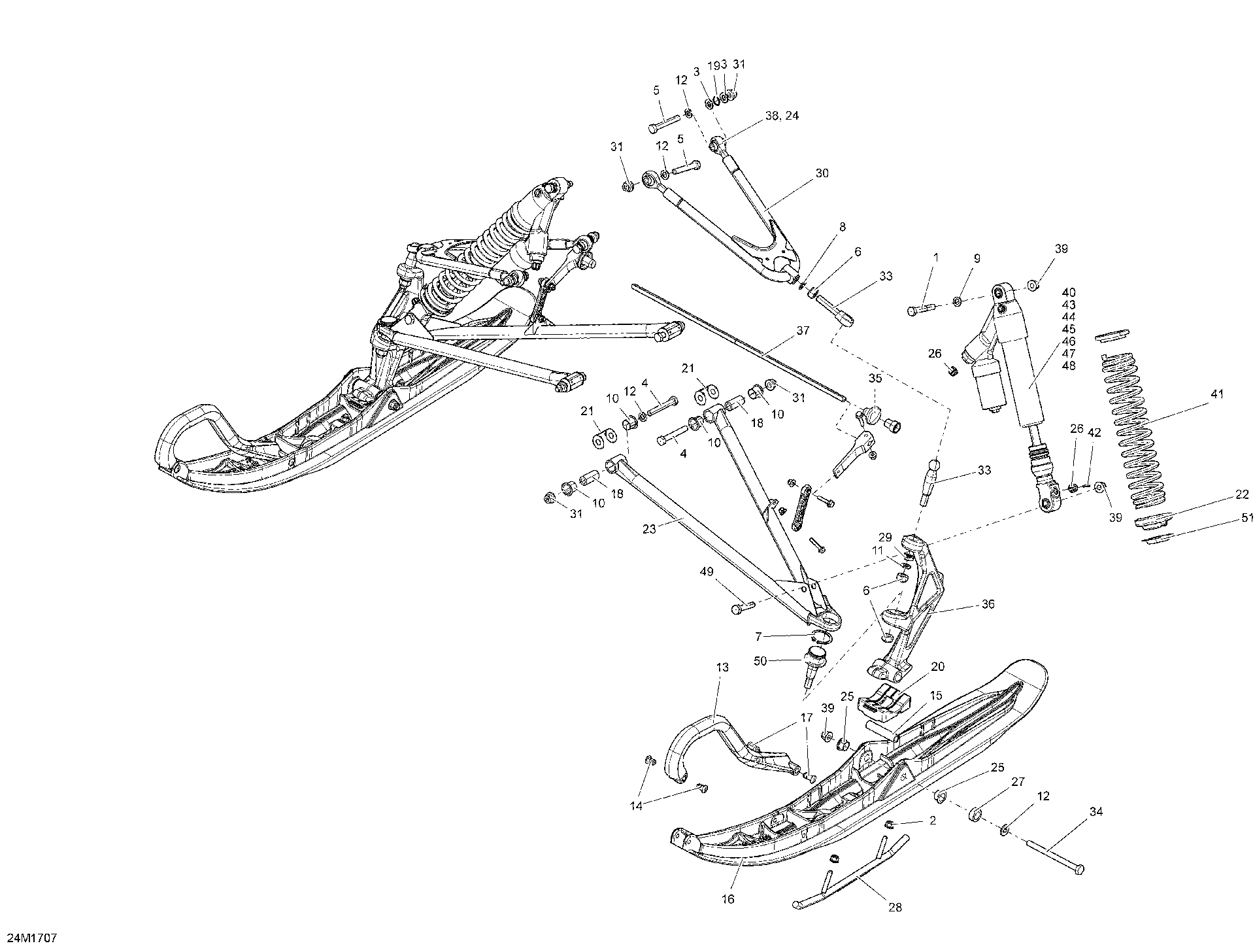 Fits 2010-2017 Ski-Doo MXZ 600 RS / MXZ X-RS 600HOE XS RS LH Lower ARM, OEM Part # 505072655 - schematic diagram