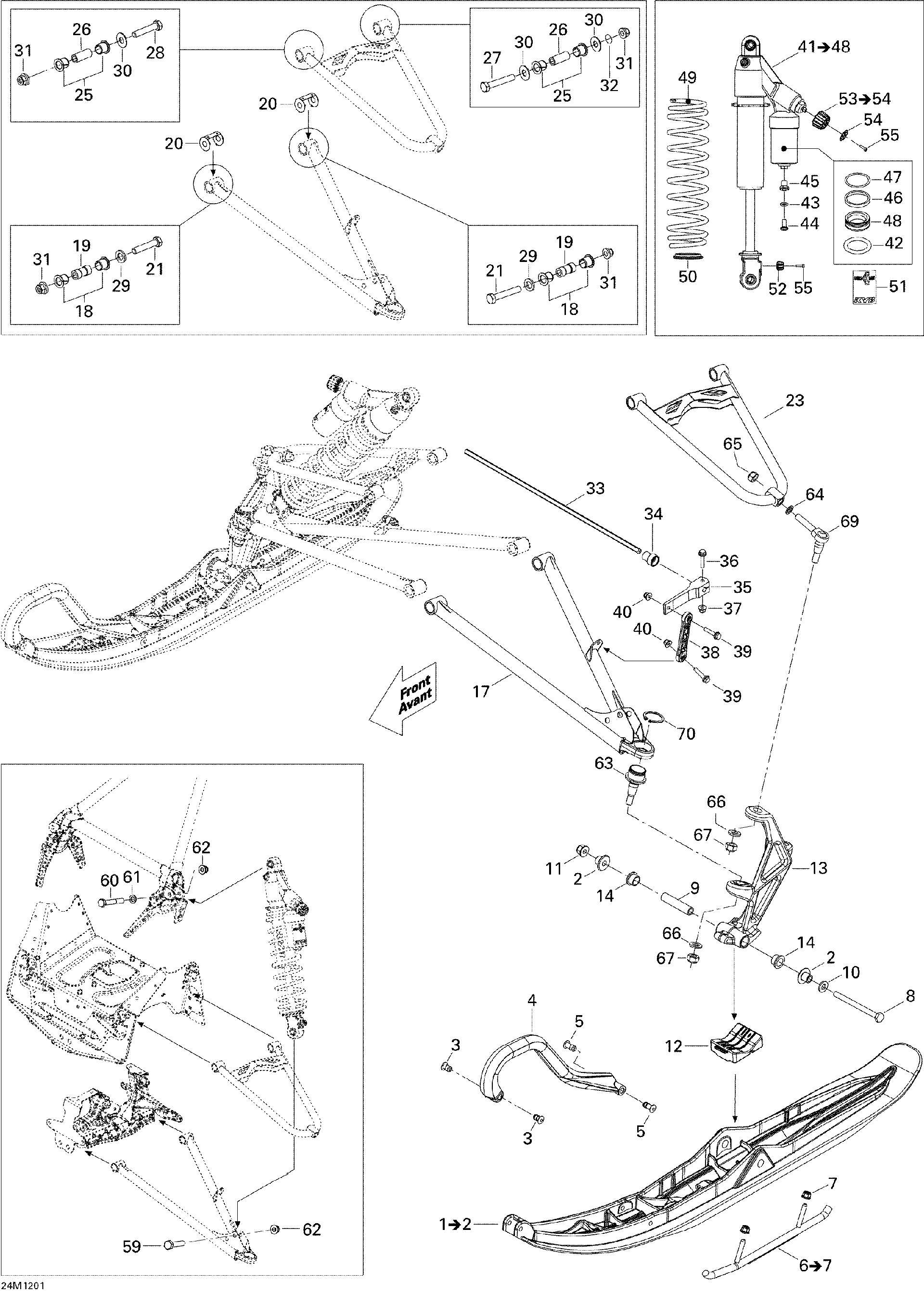 Ski-Doo Fits 2012 Ski-Doo MXZ XRS 600HOETEC / MXZ XRS 800RETEC XP Gold RH Ski Leg, OEM Part # 505073136