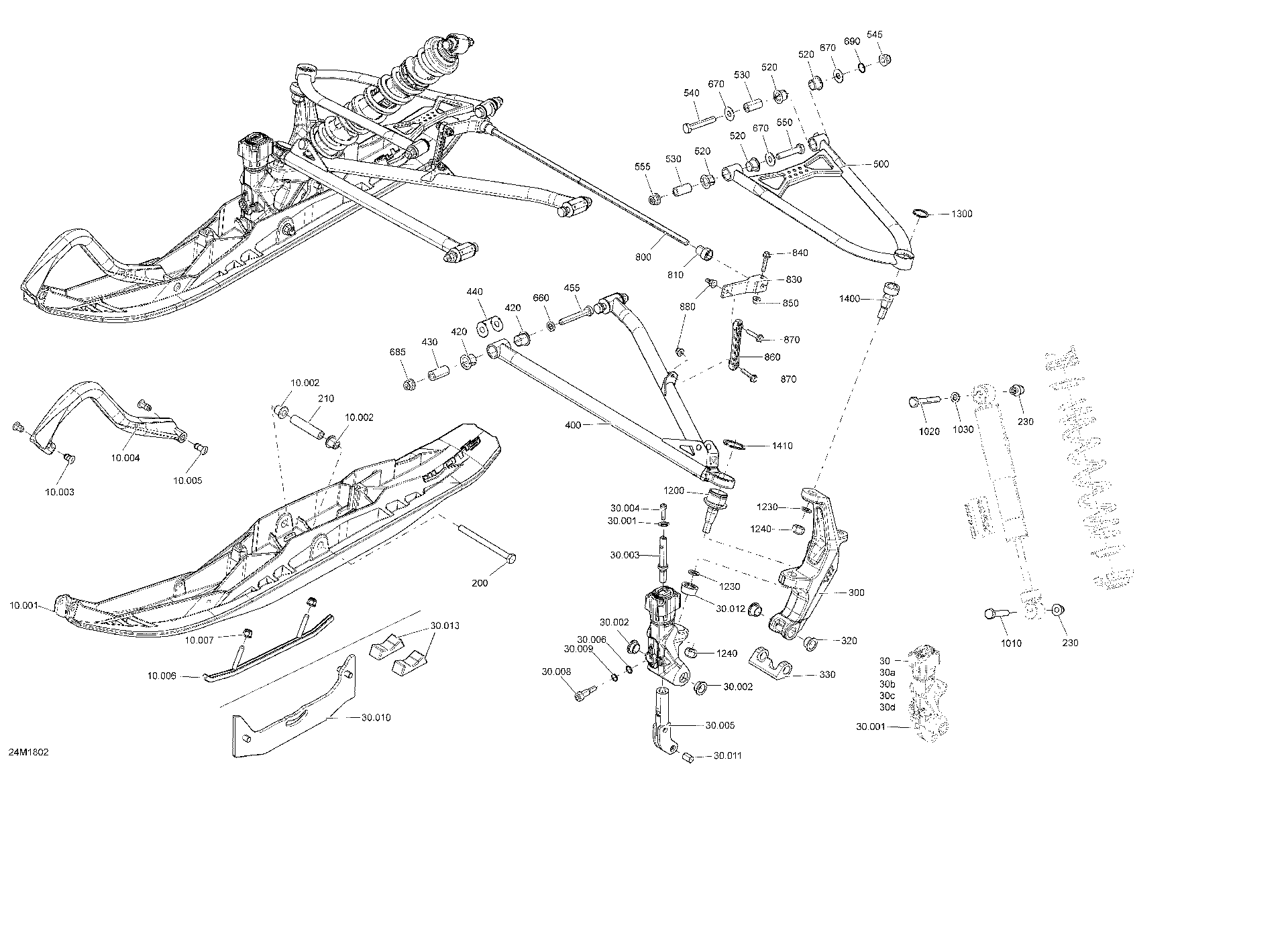 Fits 2017-2018 Ski-Doo 2- MXZ 600HO E-TEC / 5- MXZ 900 ACE Ski-leg, OEM Part # 505073868 - schematic diagram