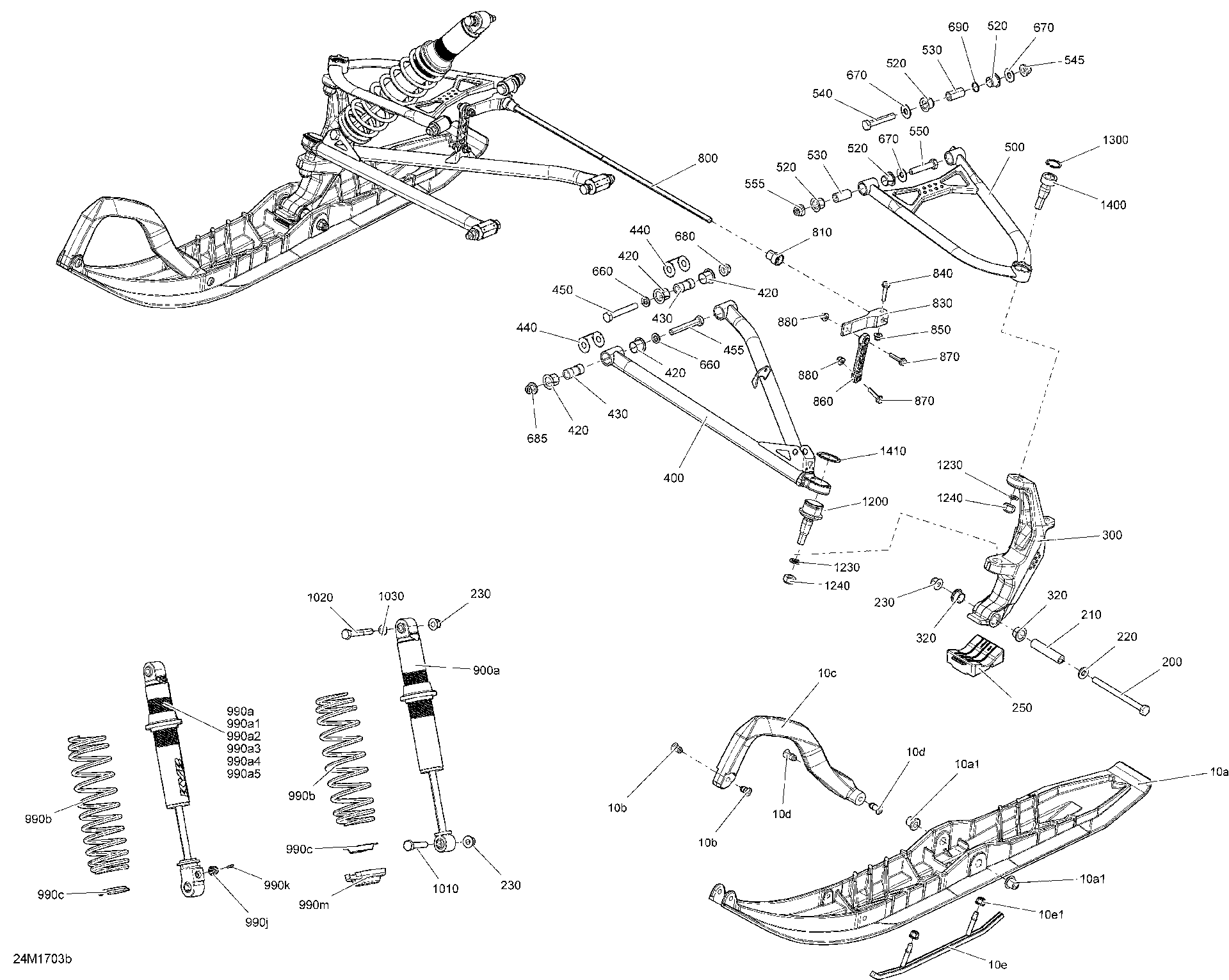 Fits 2017 Ski-Doo RENEGADE - 2-STROKE - 800R E-TEC RH SKI LEG, OEM Part # 505074125 - schematic diagram