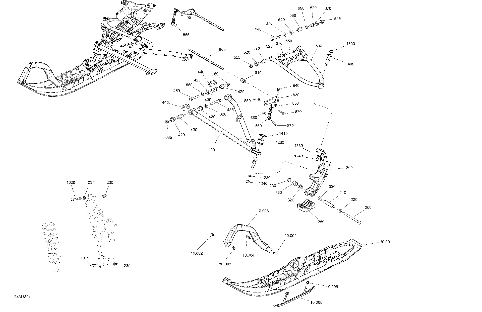 Fits 2018 Ski-Doo 5- RENEGADE 850 E-TEC LH SKI LEG, OEM Part # 505074354 - schematic diagram