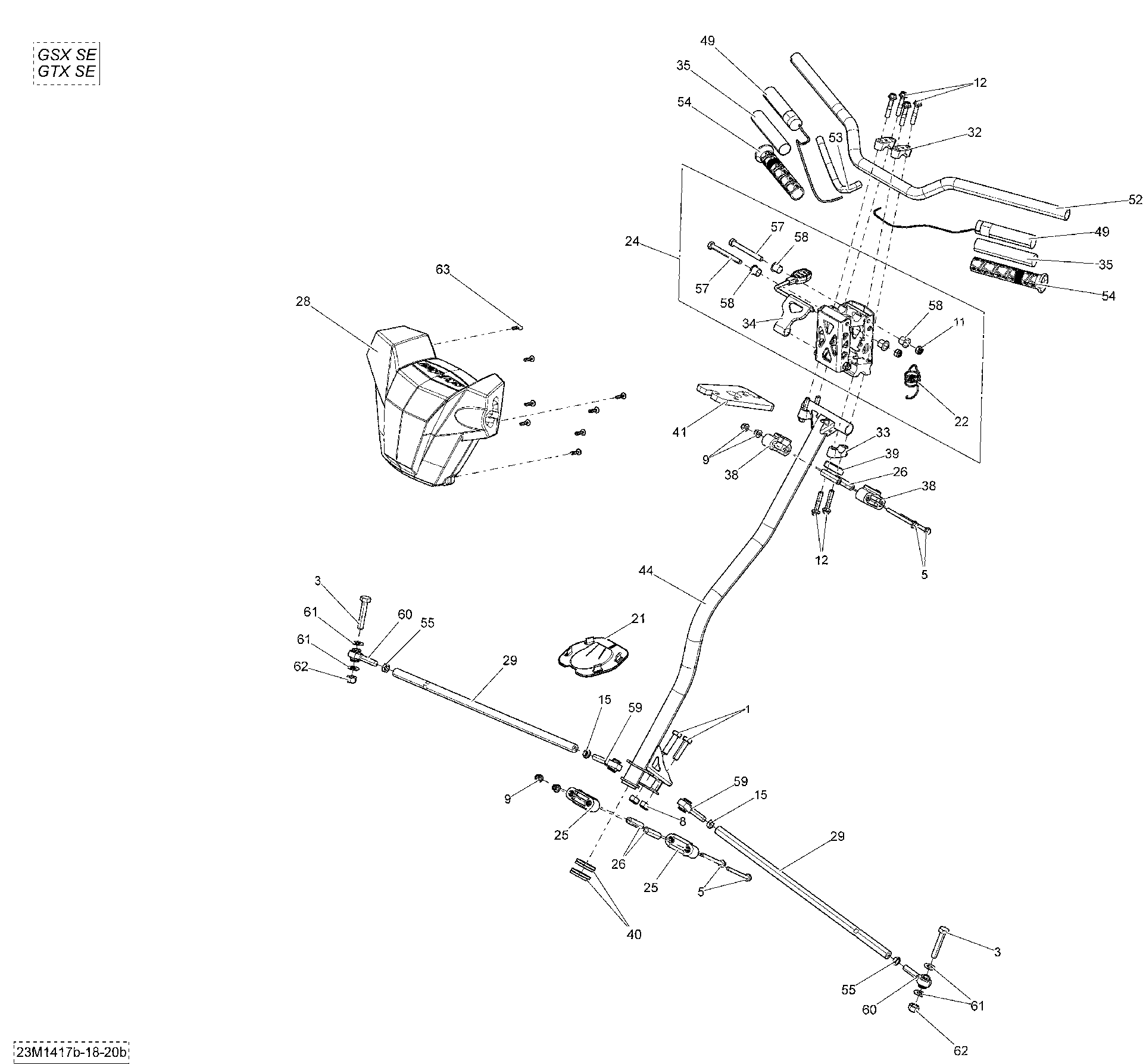 Ski-Doo Fits 2009-2014 Ski-Doo GRAND TOURING SE 12004TEC XR / GSX SE 12004TEC XR Adjustable Handlebar, OEM Part # 506152197