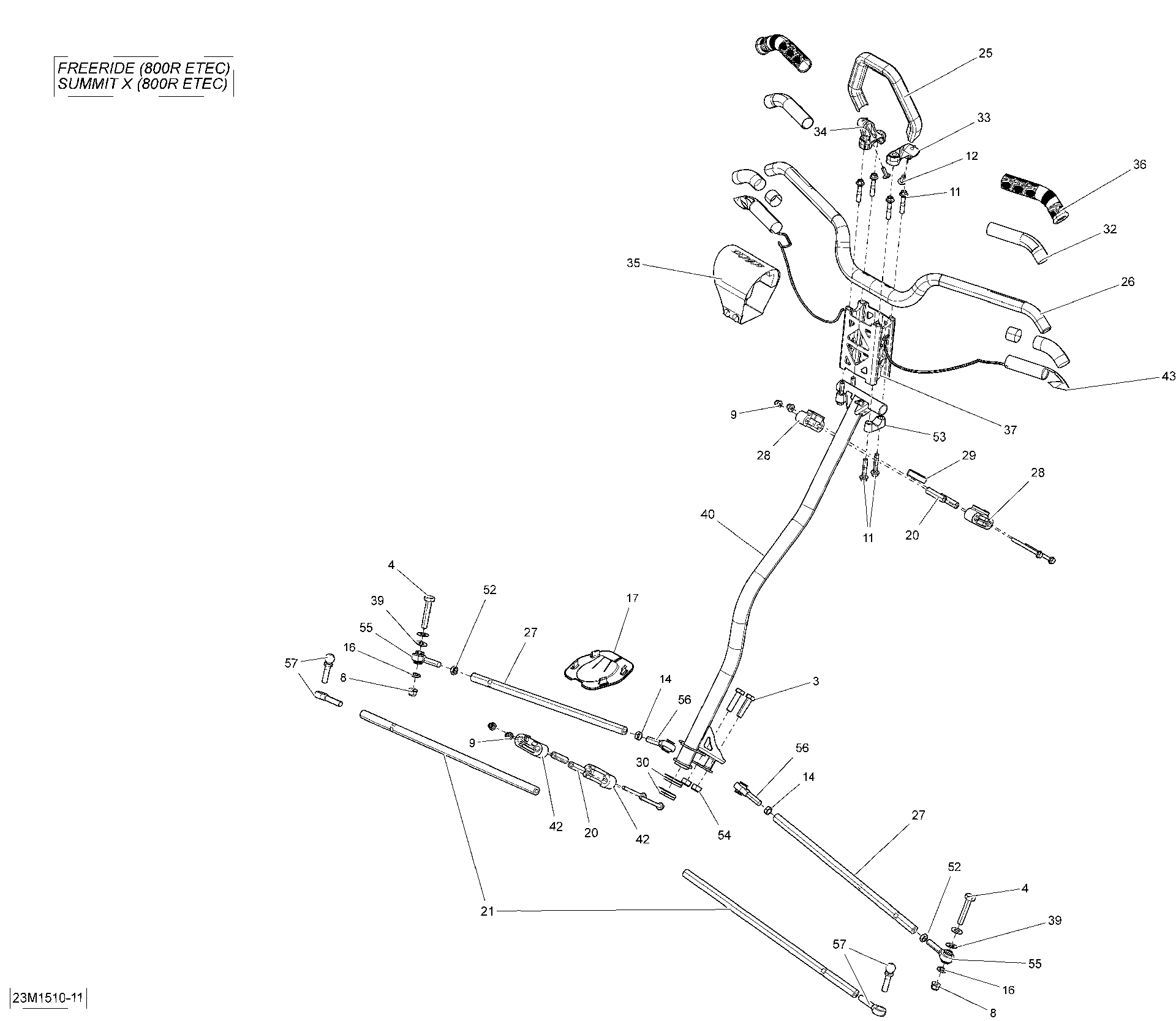 Ski-Doo Fits 2015 Ski-Doo Summit X 800RETEC XM T3-163 / Summit X 800RETEC XM T3-174 White Handlebar Extension, OEM Part # 506152805