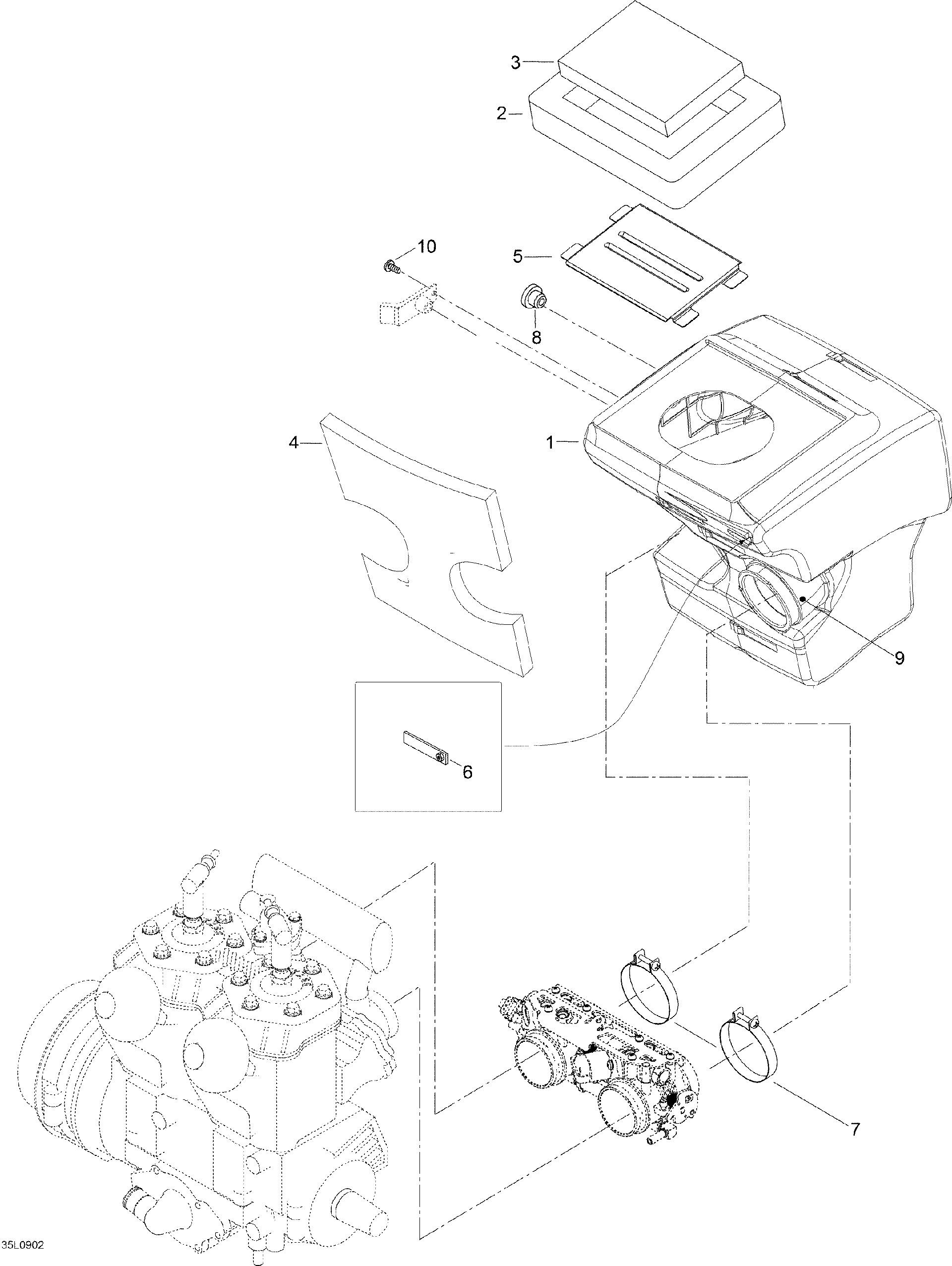 Fits 2008-2009 Ski-Doo Expedition TUV 600 H.O. SDI / Skandic SUV 600HO SDI Intake Grill, OEM Part # 508000004 - schematic diagram