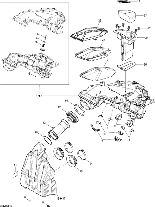 Fits 2009-2013 Ski-Doo MXZ X 600RS XP / MX Z X 600RS AIR DUCT ASM, OEM Part # 508000633 - schematic diagram