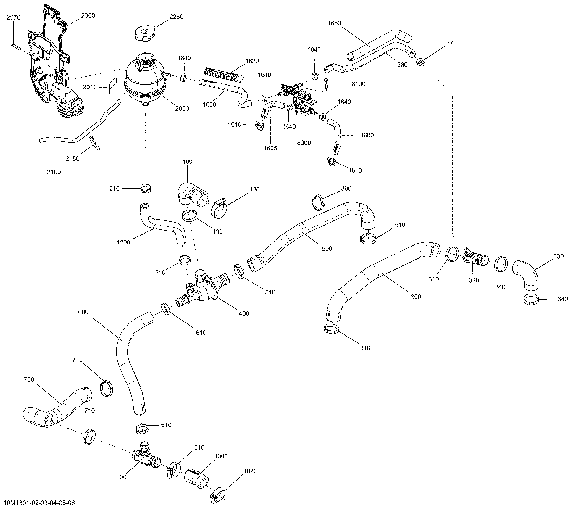 Fits 2013 Ski-Doo MXZ TNT 800RETEC XS / MXZ X 600HOE TANK Support, OEM Part # 509000813 - schematic diagram
