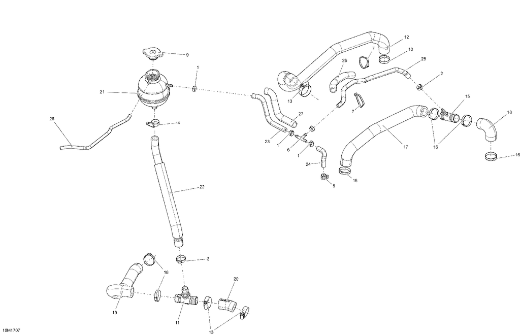 Fits 2014-2017 Ski-Doo MXZ 600 RS / MXZ X-RS 600HOE XS RS REAR Breather HOSE, OEM Part # 509000905 - schematic diagram