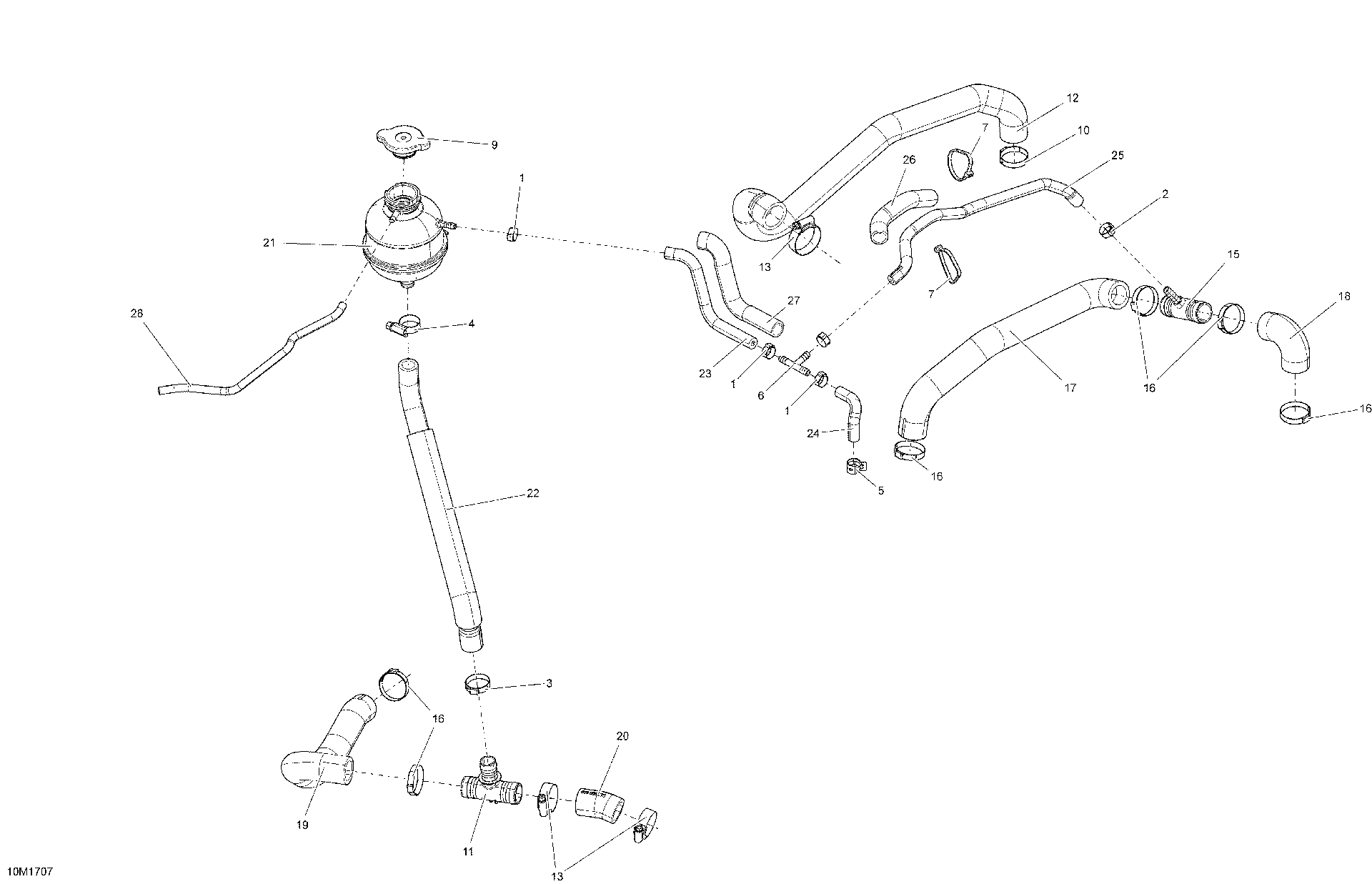 Fits 2014-2017 Ski-Doo MXZ 600 RS / MXZ X-RS 600HOE XS RS REAR Breather HOSE, OEM Part # 509000905 - schematic diagram