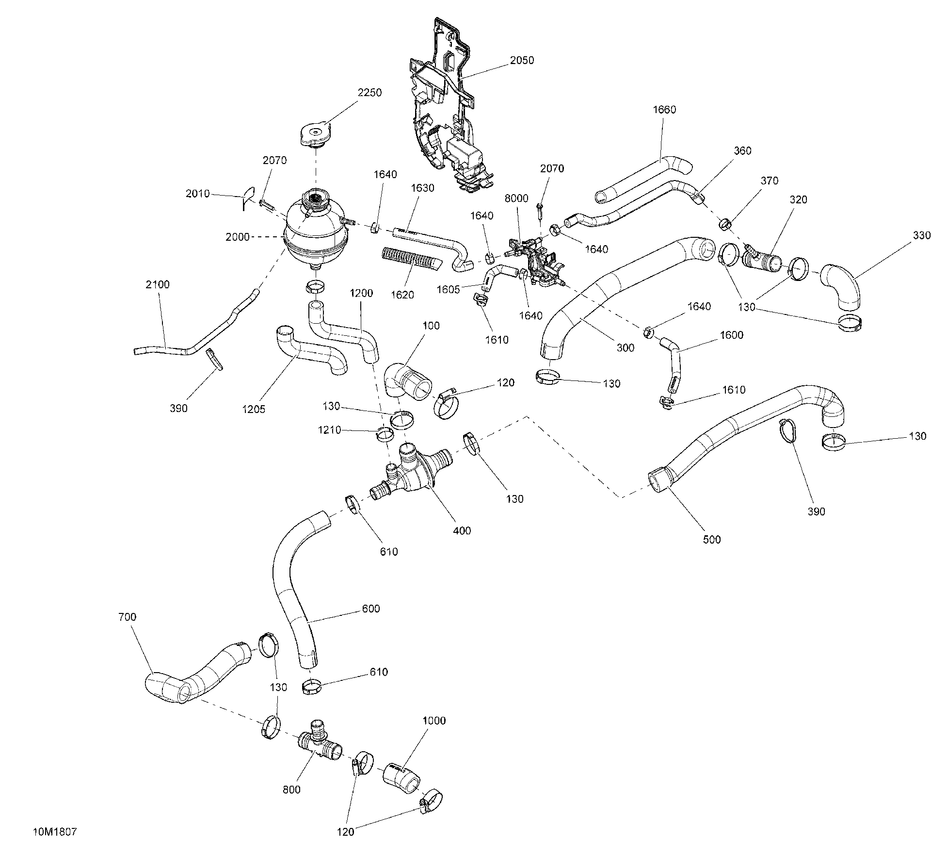 Fits 2016-2018 Ski-Doo 1- GRAND TOURING 600HO E-TEC / 2- MXZ 600HO E-TEC Tank-support, OEM Part # 509000973 - schematic diagram