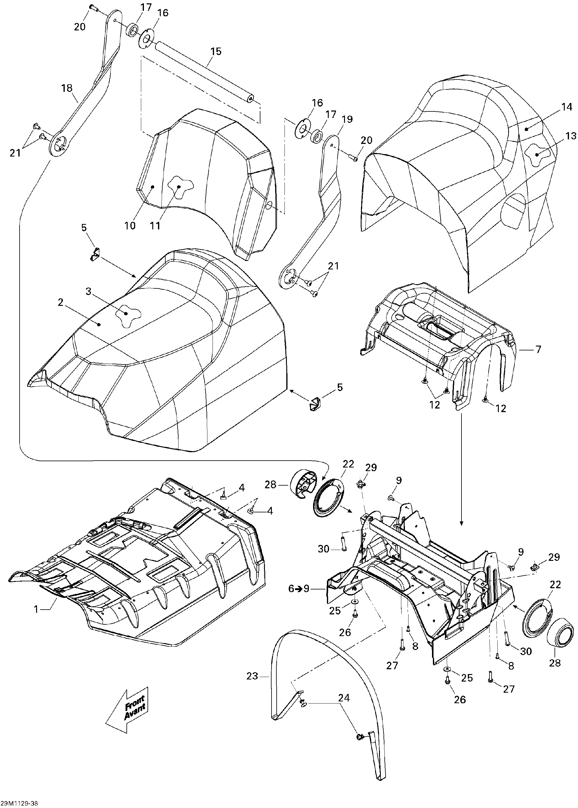 Fits 2008-2011 Ski-Doo Expedition Sport 550F XP-FAN / Expedition Sport 600ACE RH ARM Black, OEM Part # 510004373 - schematic diagram