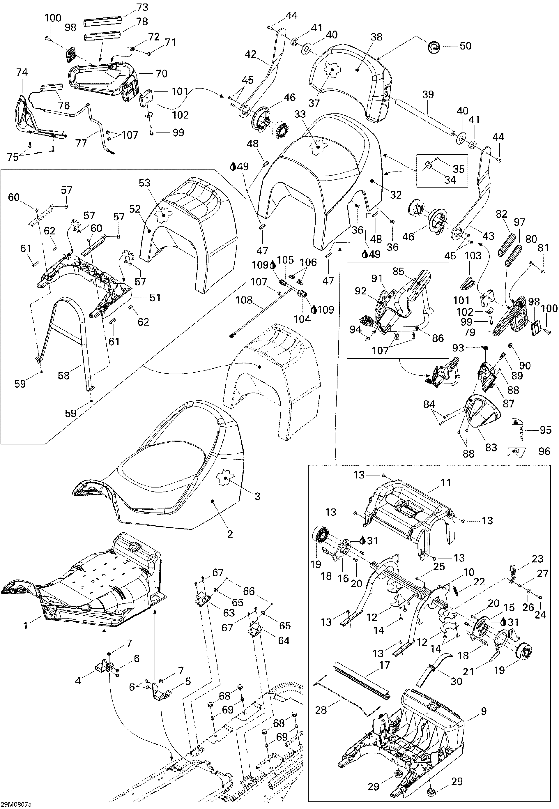 Fits 2008 Ski-Doo GTX LTD 600 HO SDI Seatbelt, OEM Part # 510004438 - schematic diagram