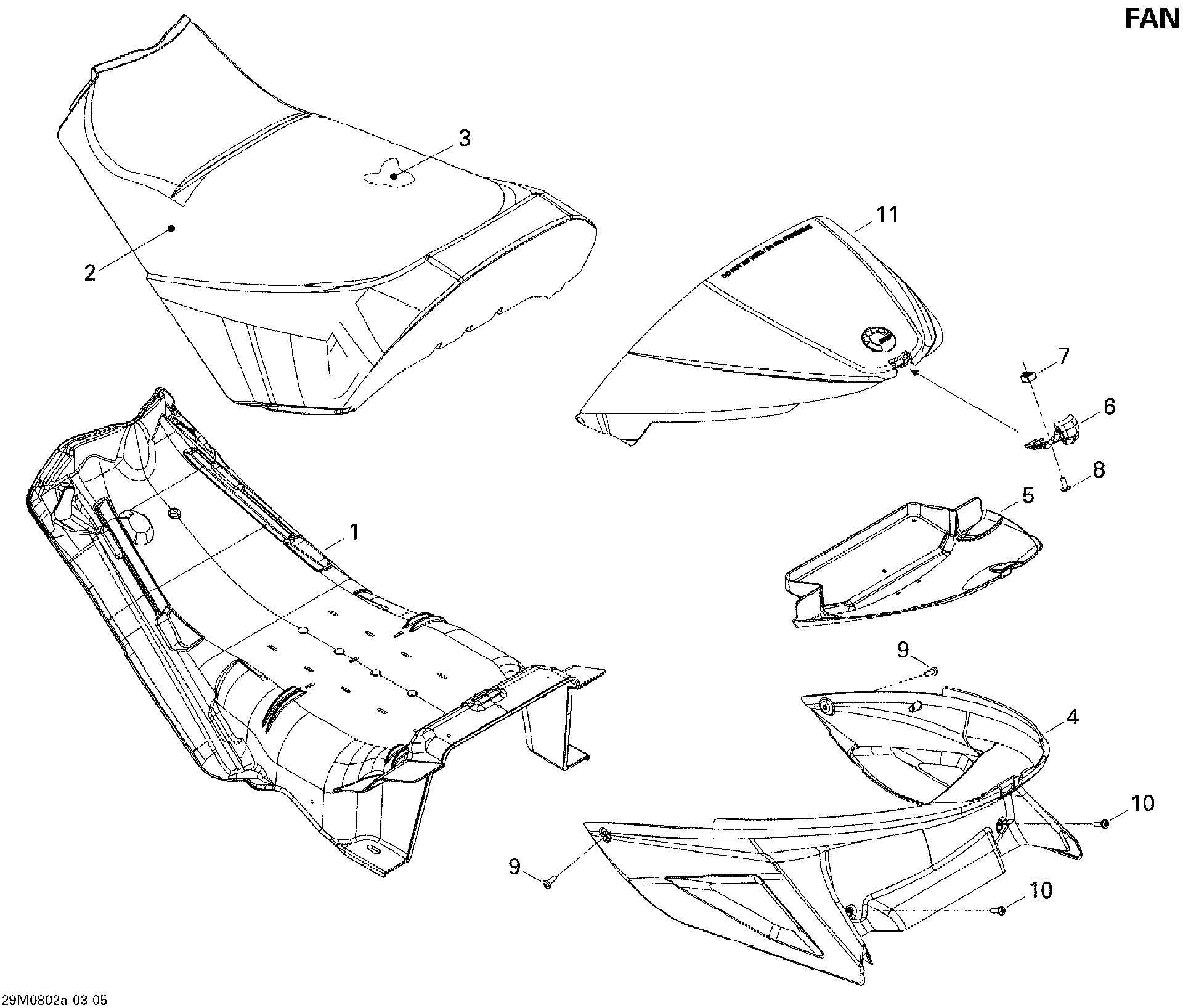 Fits 2008 Ski-Doo MX Z 550F Cover, OEM Part # 510004630 - schematic diagram