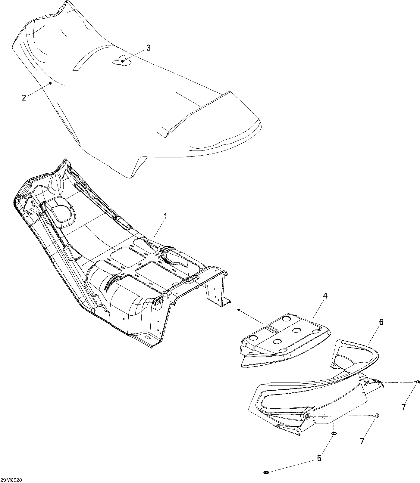 Fits 2008-2009 Ski-Doo MX Z 550X SEAT FOAM, OEM Part # 510004918 - schematic diagram