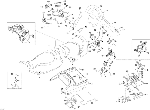 Fits 2009-2012 Ski-Doo Expedition LE 600HOETEC XU / Expedition LE XU RH ARM, OEM Part # 510004988 - schematic diagram