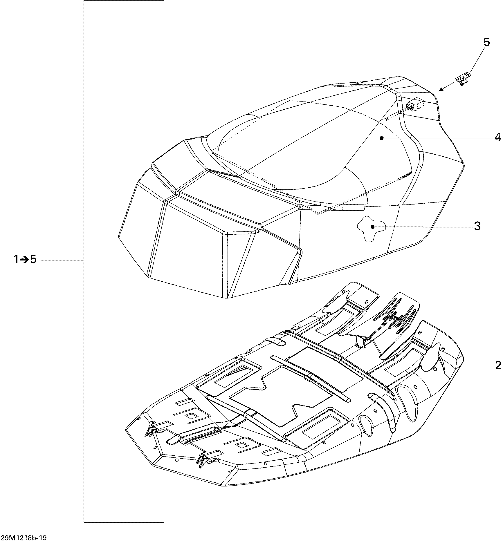 Fits 2010-2012 Ski-Doo GSX LE & SE XR / GSX SE 600HOETEC SEAT Cover, OEM Part # 510005310 - schematic diagram