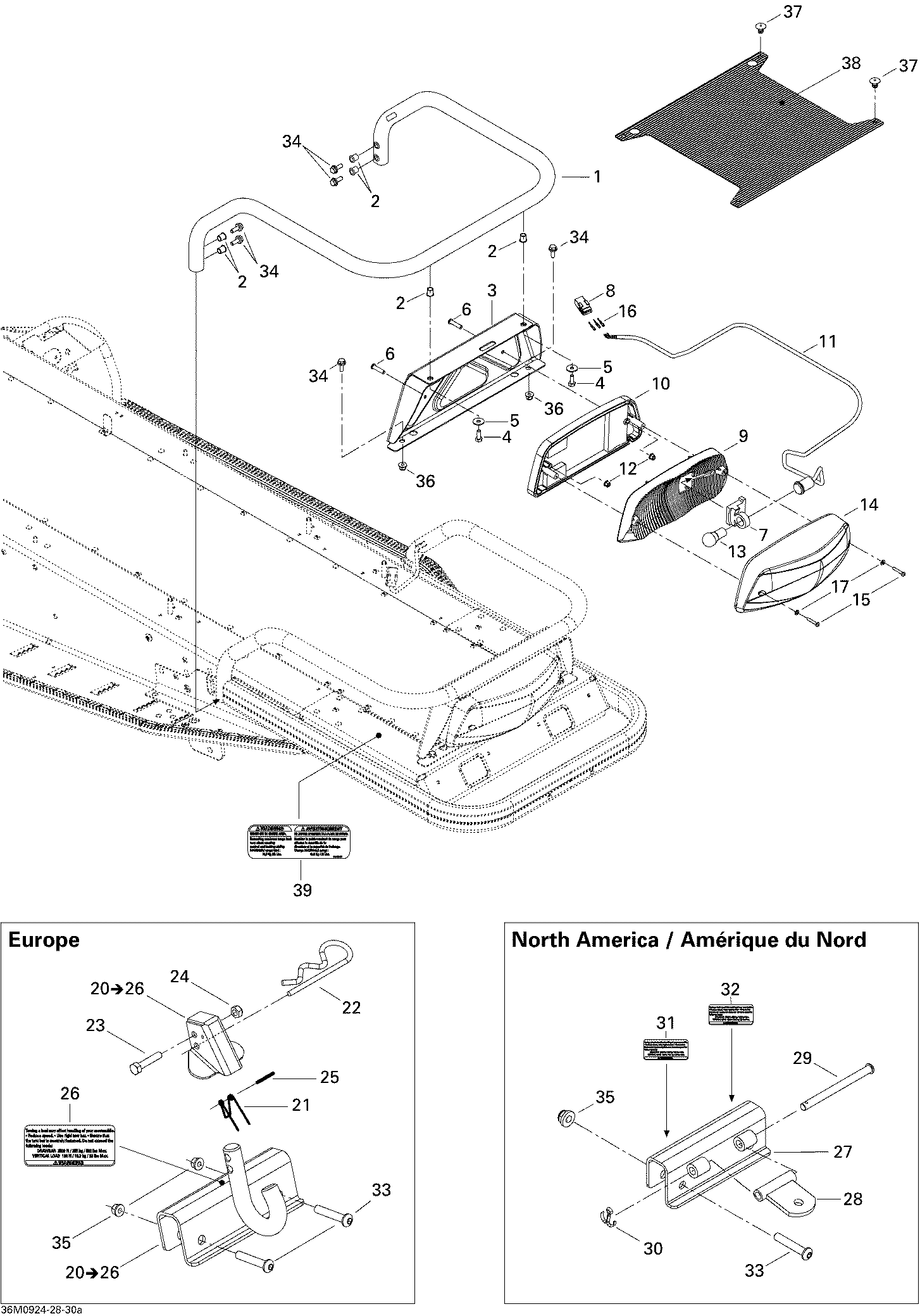 Fits 2008-2009 Ski-Doo Legend Touring / Expedition Sport V-800 Carpet, OEM Part # 511000495 - schematic diagram