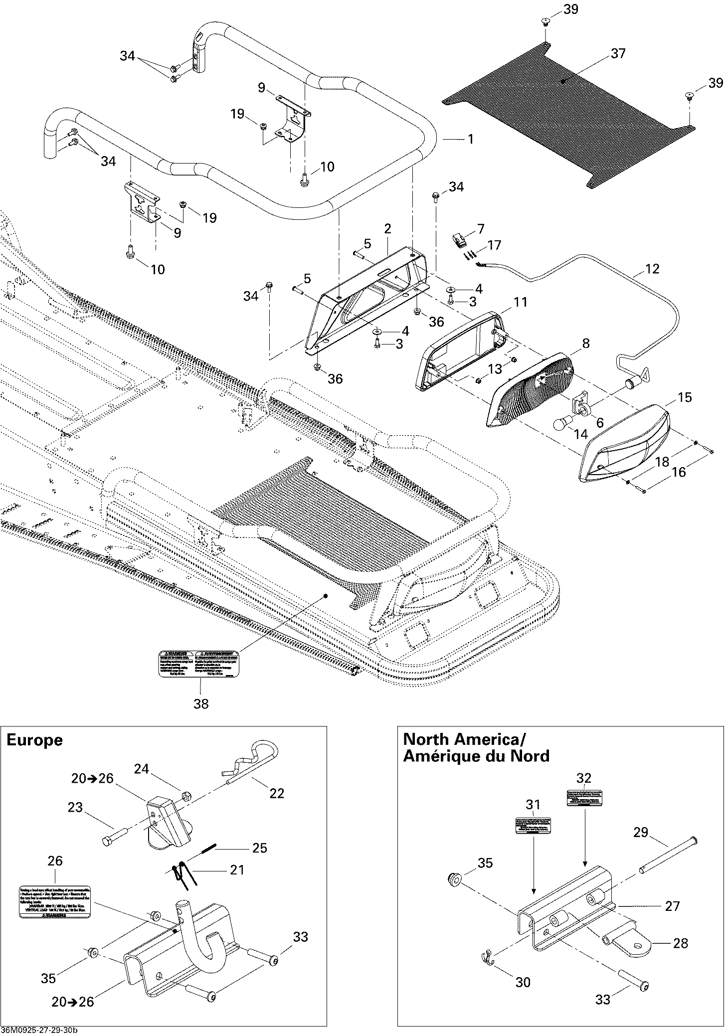 Fits 2008-2009 Ski-Doo Skandic Tundra LT 550F / Skandic Tundra LT V800 4-TEC Luggage RACK, OEM Part # 511000567 - schematic diagram